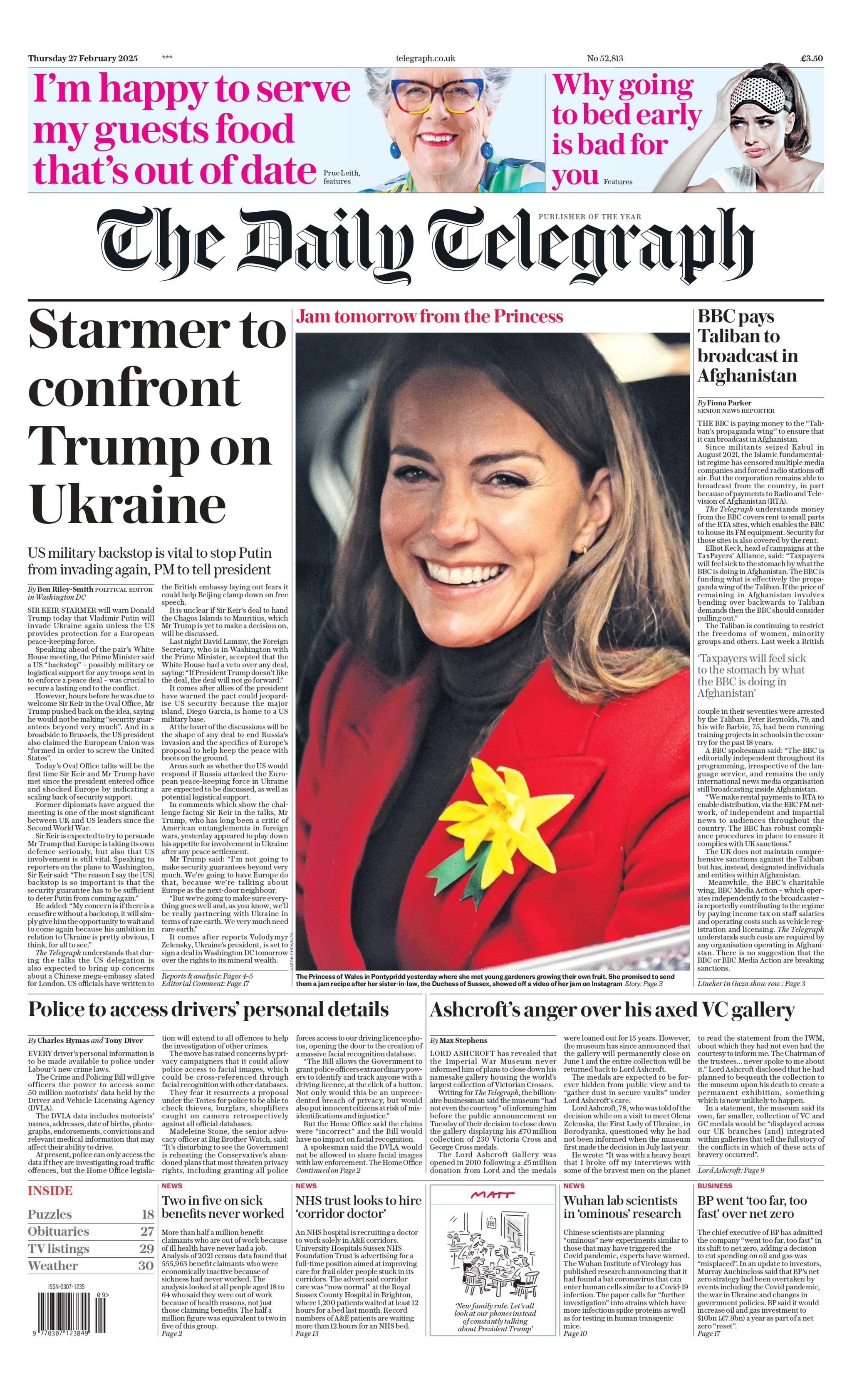 Telegraph front page