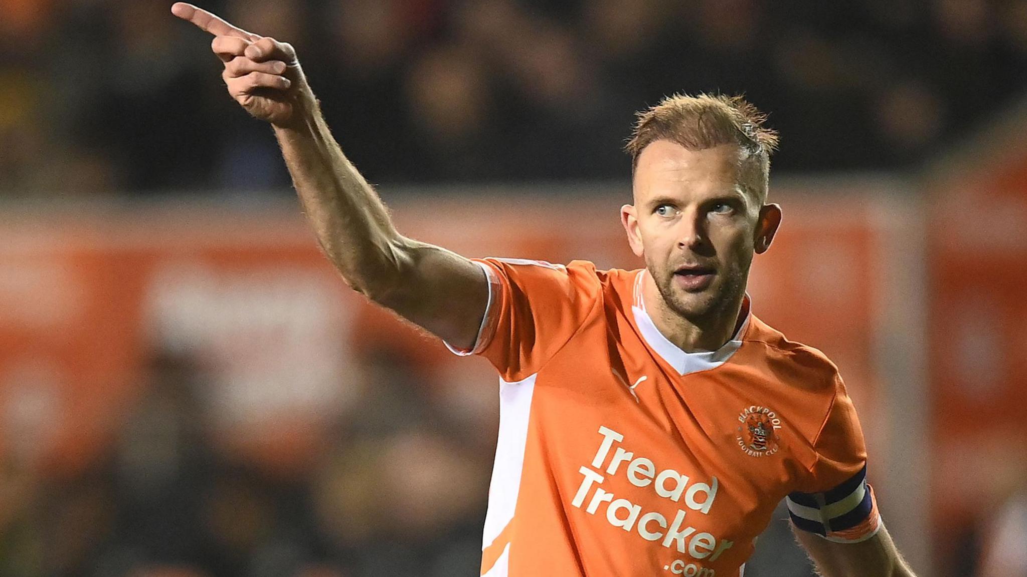 Jordan Rhodes in action for Blackpool