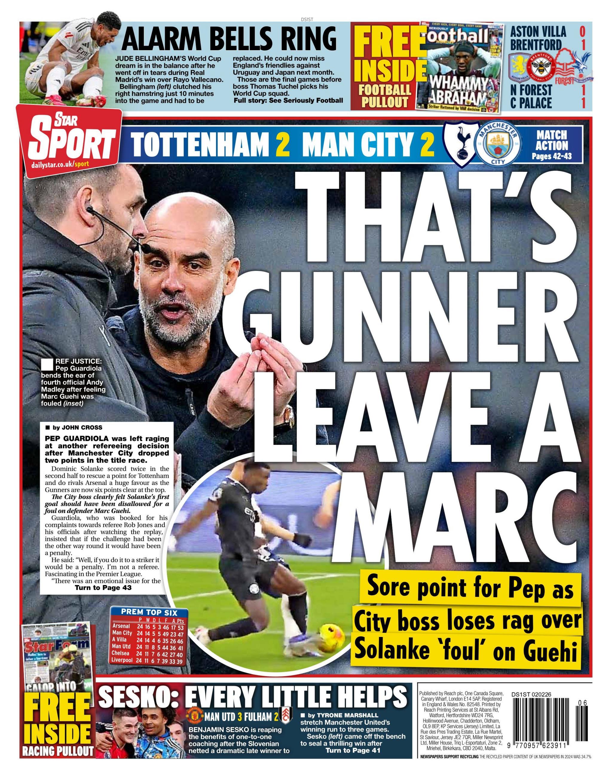 Monday's Star back page