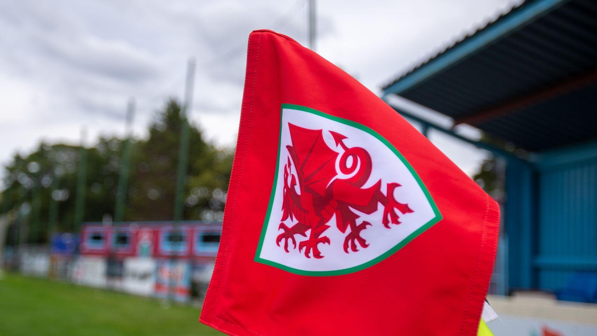 Football Association of Wales corner flag at a football ground