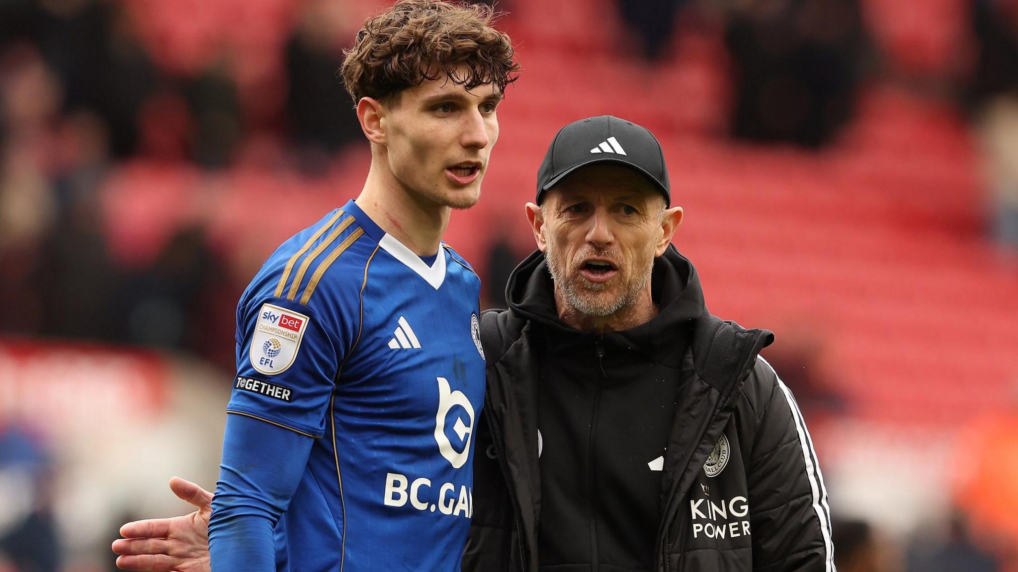Ben Nelson (left) stood with Leicester City boss Gary Rowett
