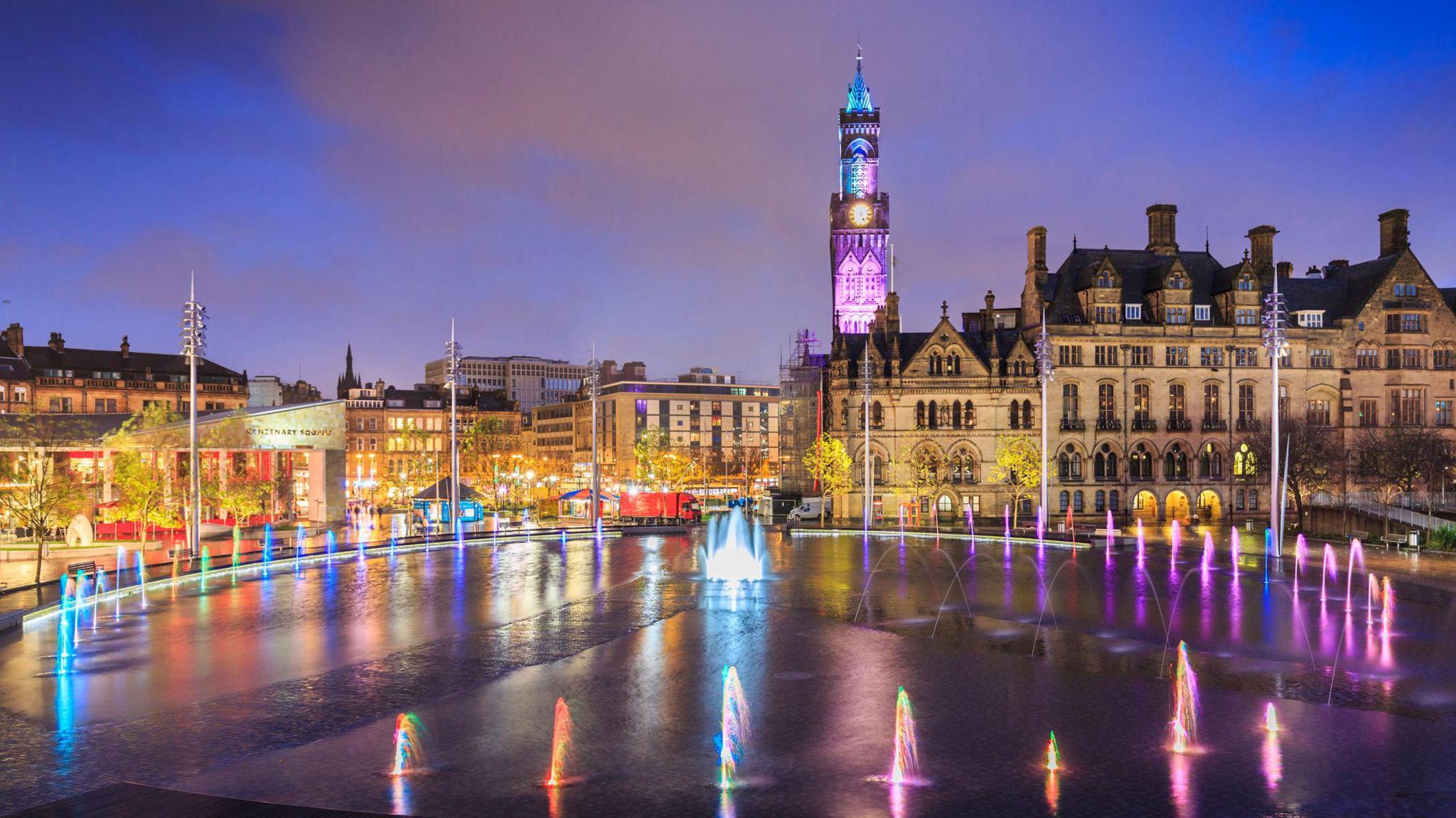 Bradford City Square at night