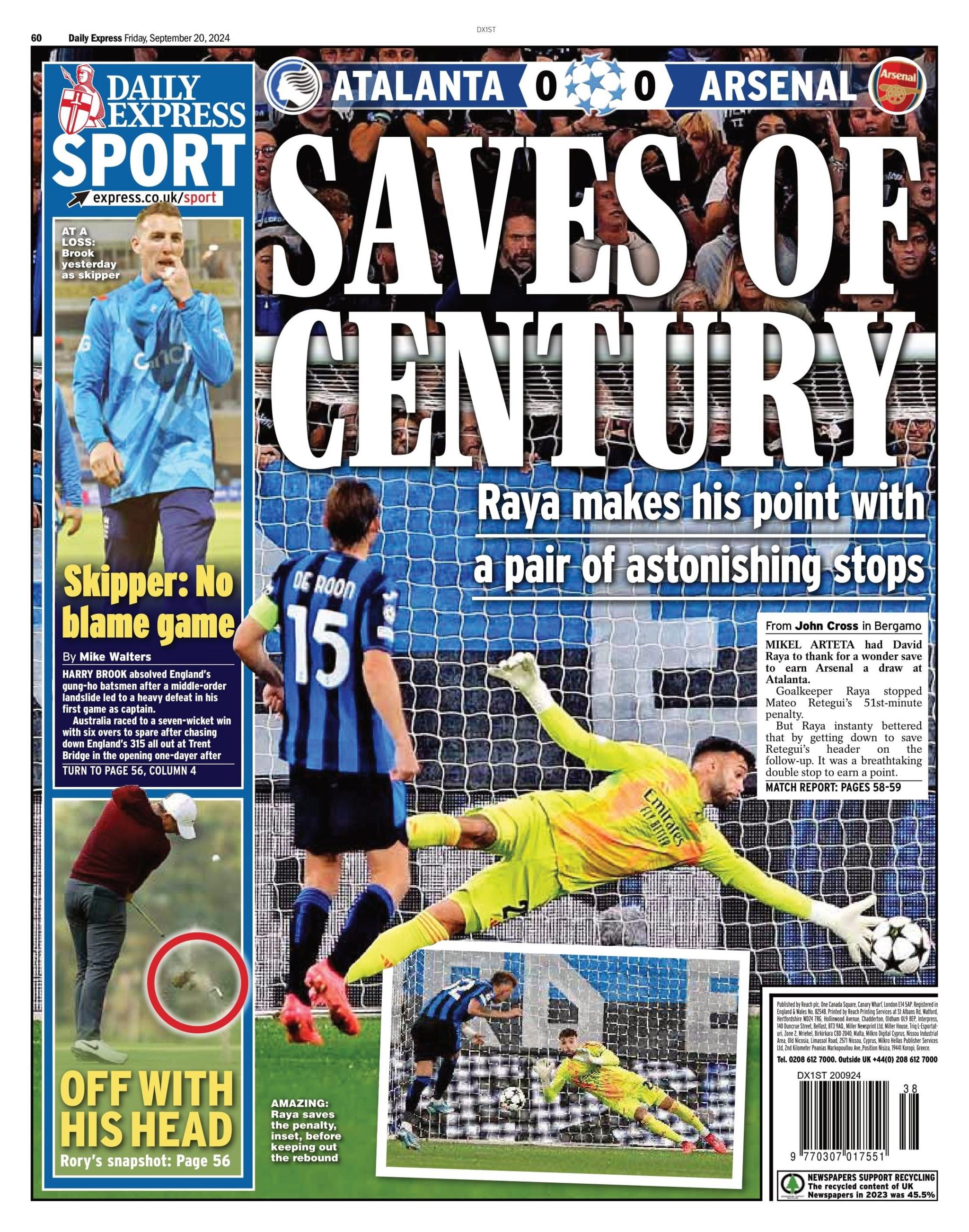 Daily Express back page 20/09/24