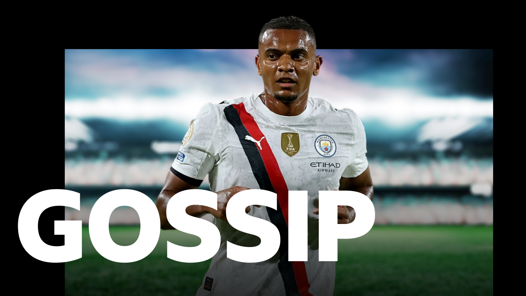 Manuel Akanji with the word Gossip at the forefront of him.