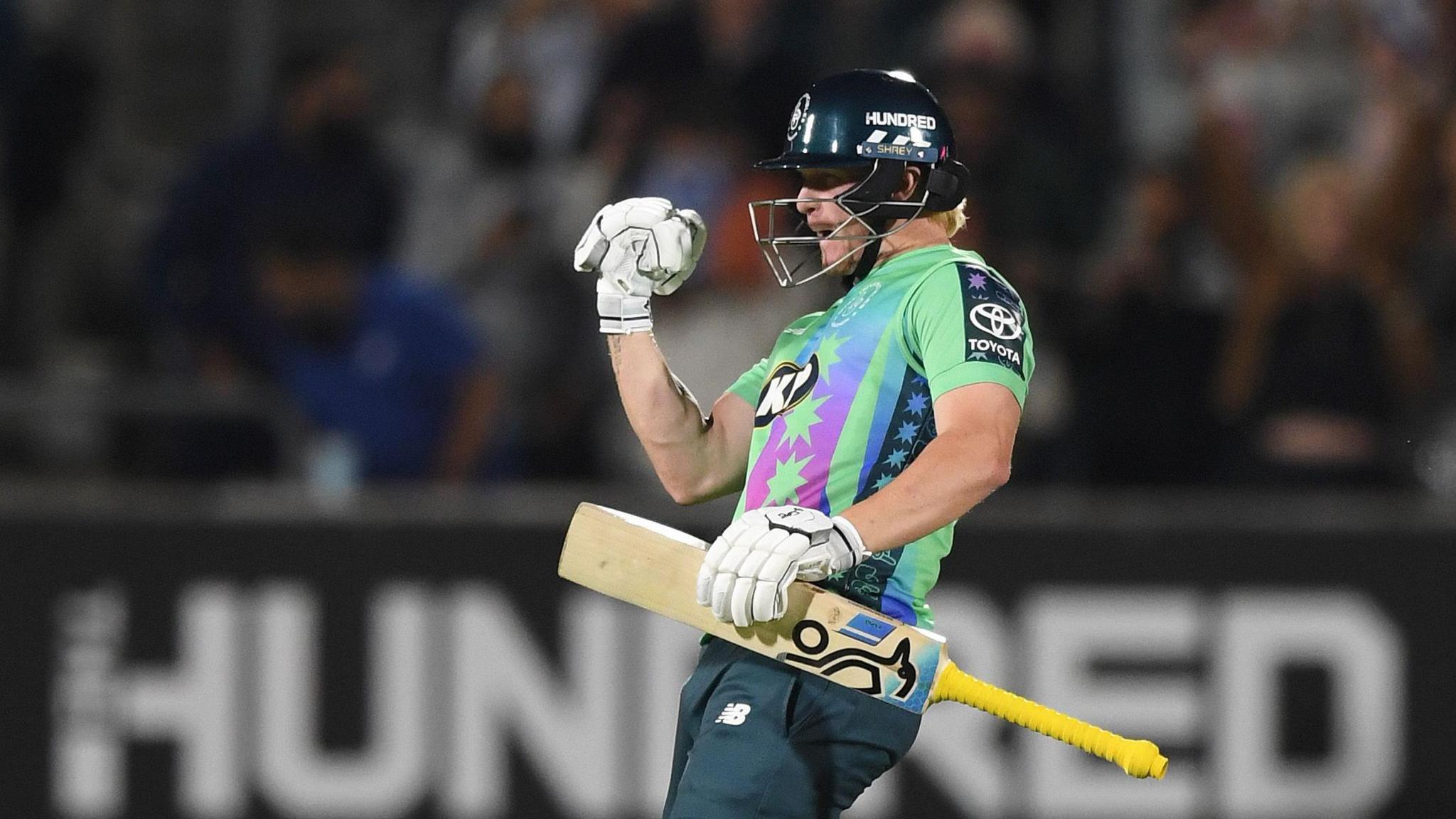 Jordan Cox celebrates for Oval Invincibles