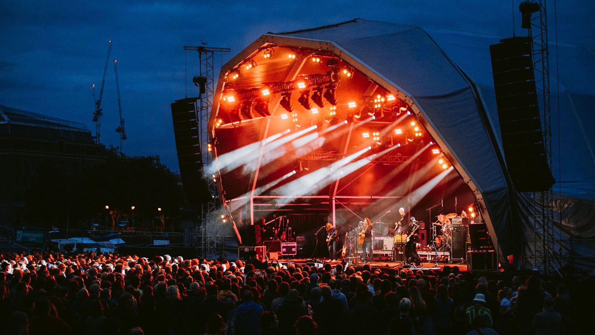 Fans gather by a stage at Bristol Sounds Festival 