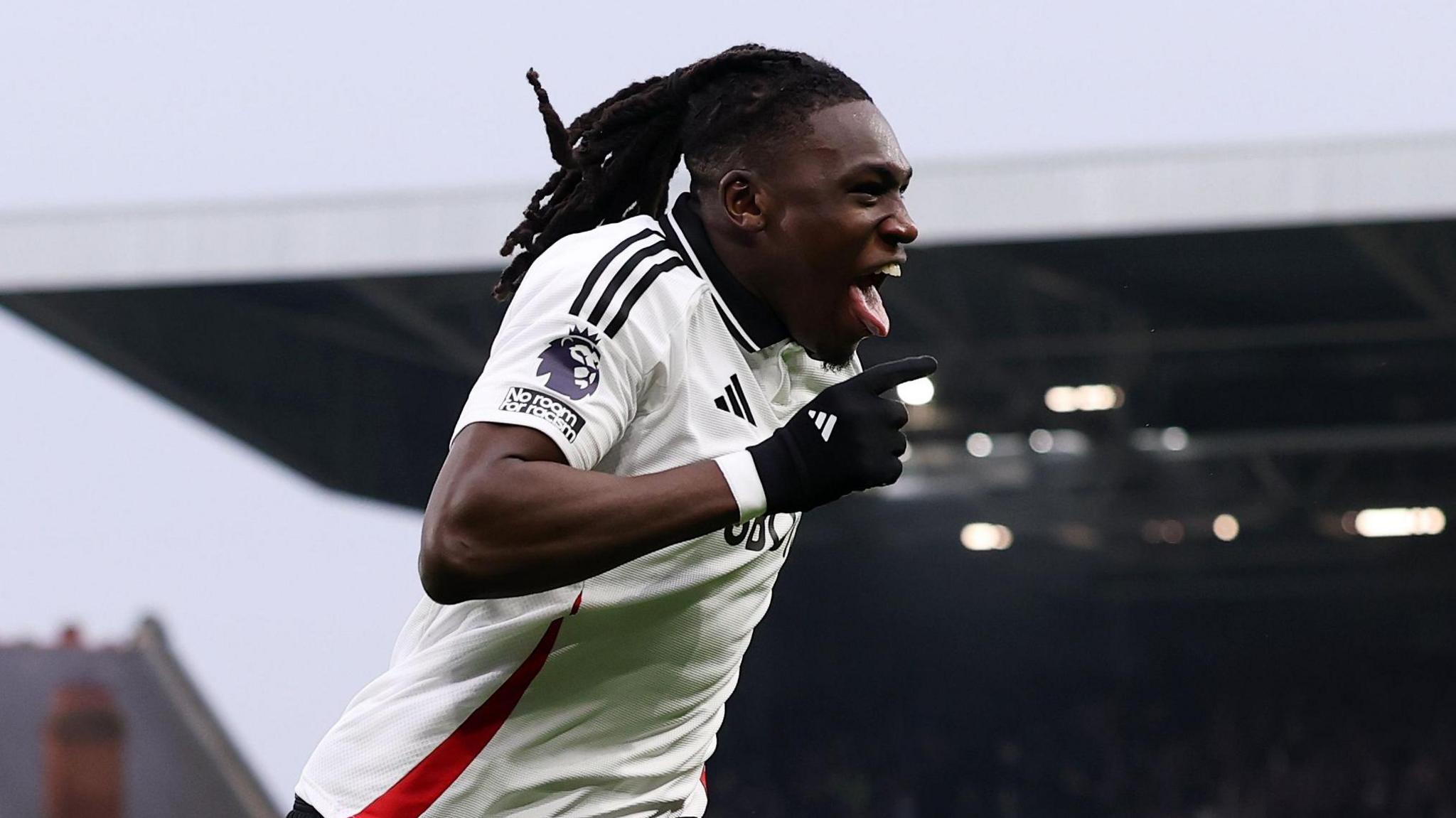 Fulham's Calvin Bassey celebrates his winner against Nottingham Forest