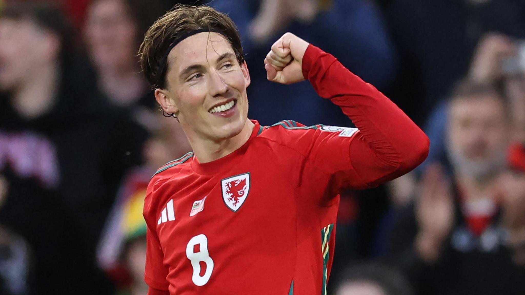 Harry Wilson celebrates scoring for Wales