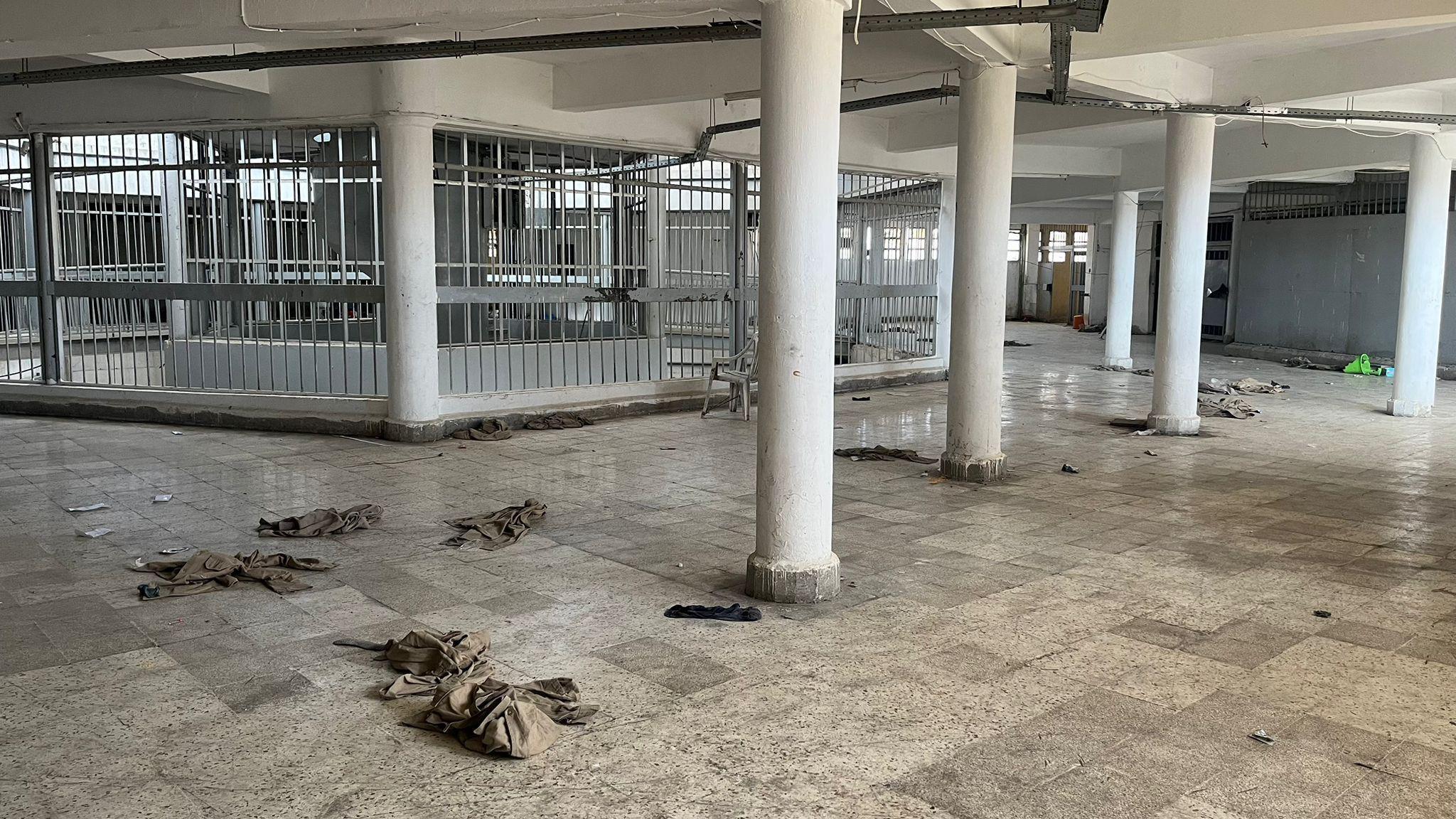 Packets of medication strewn on the floor in the prison