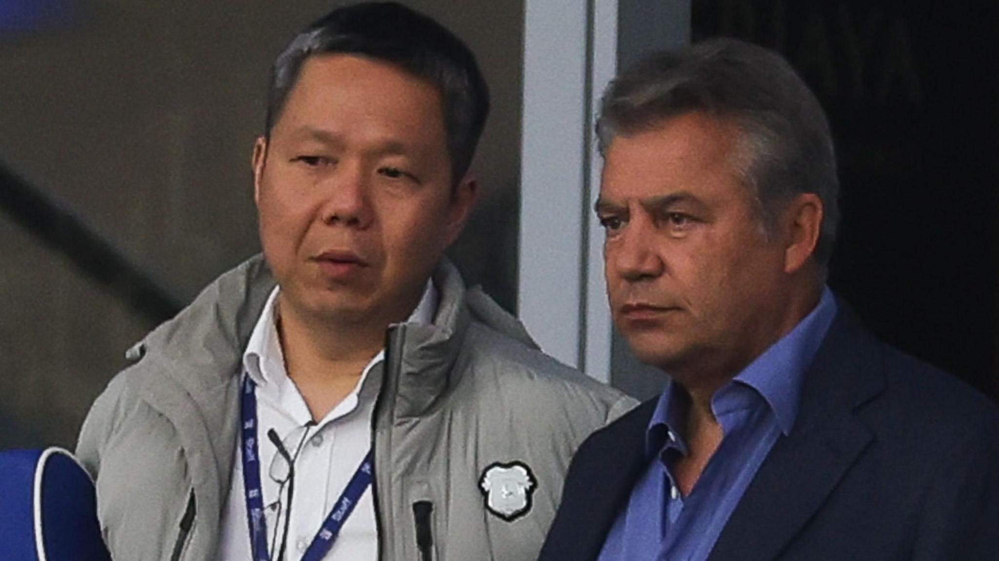 Cardiff City executive director and CEO Ken Choo (L) and chairman Mehmet Dalman