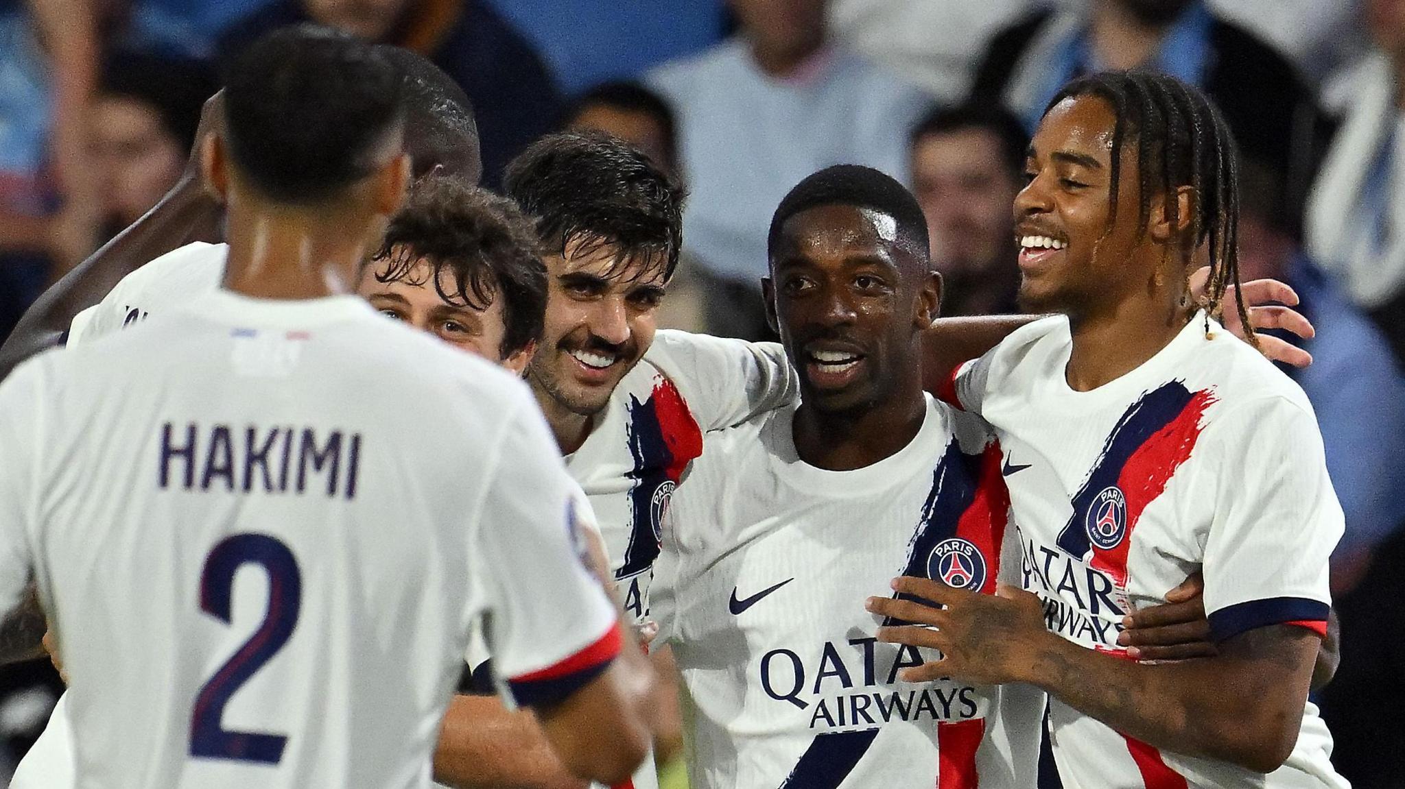 PSG players celebrate their win