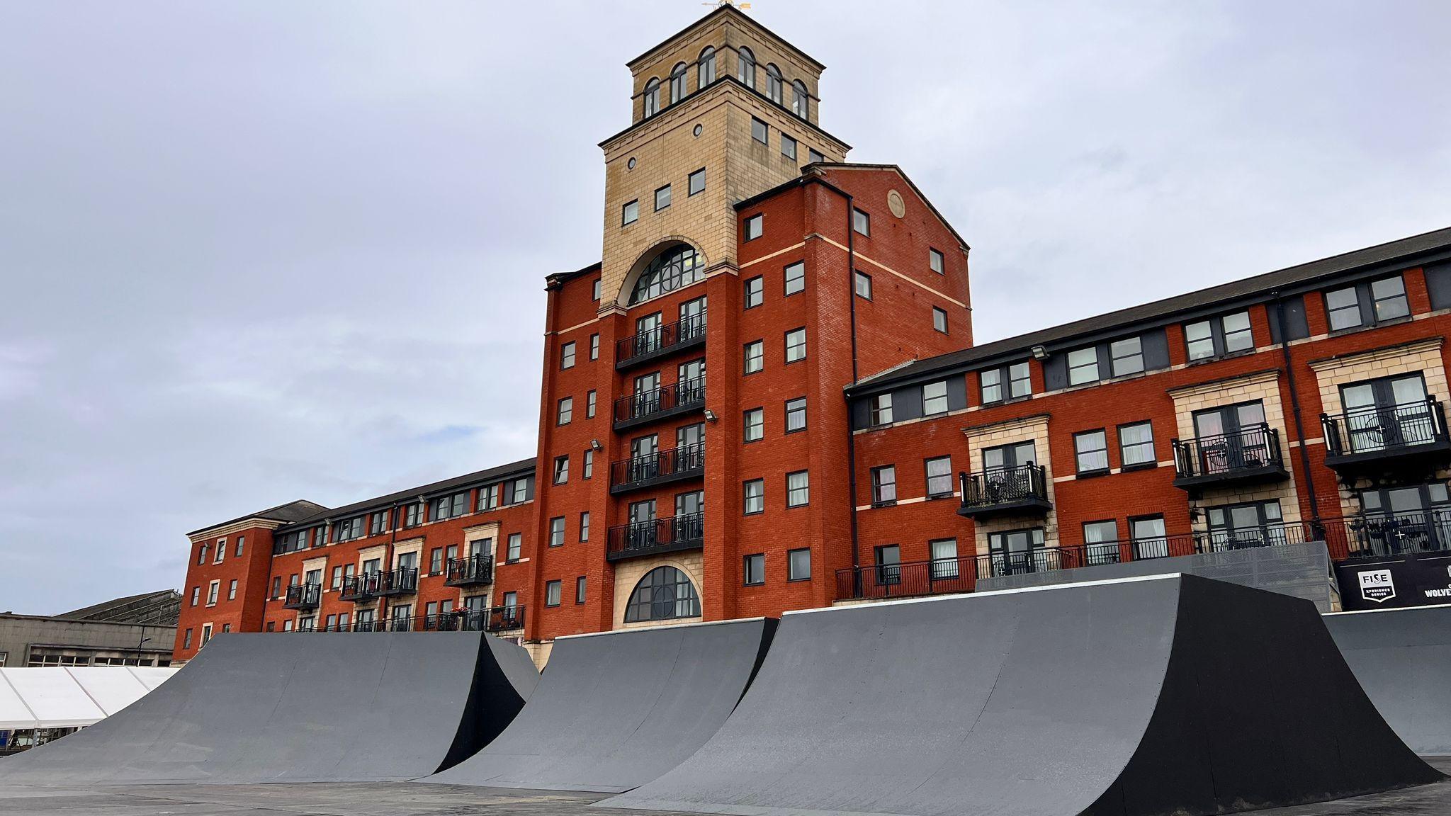  Ramps in place at Old Market Square ready for the Wolverhampton event