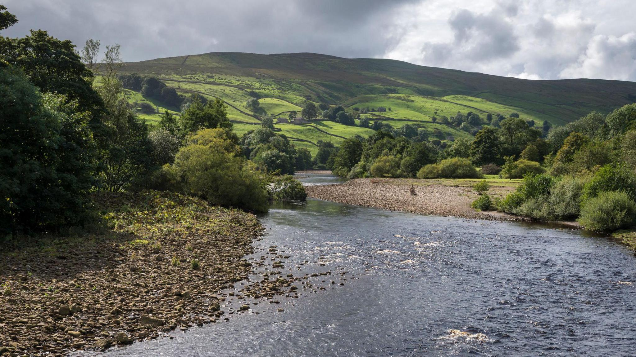 The River Swale viewed from Isles bridge near Low Row in North Yorkshire