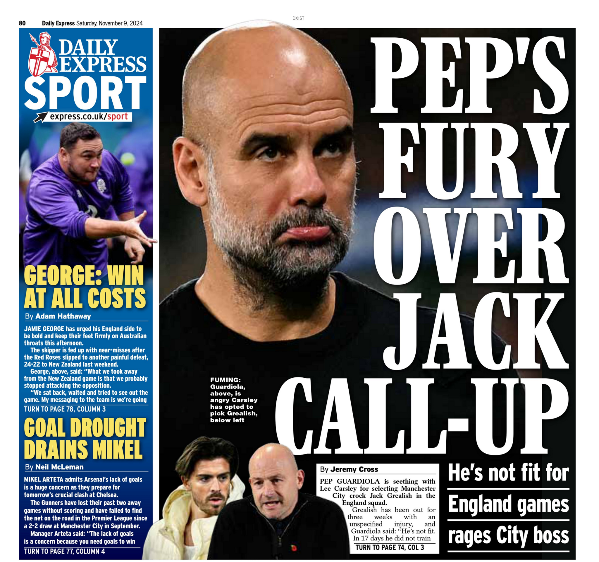 Saturday's Express back page