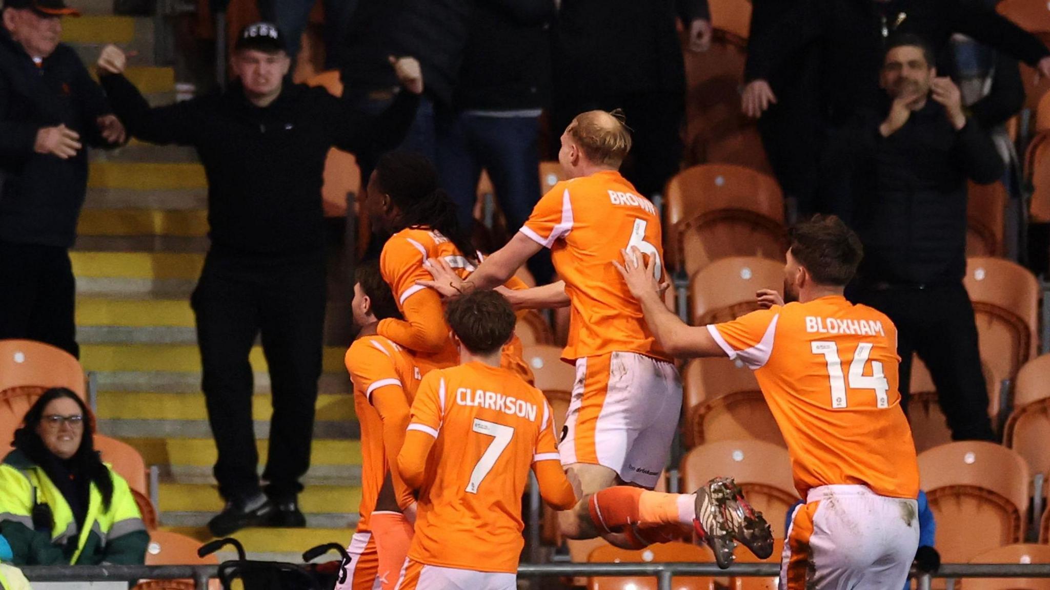 Blackpool celebrate against Port Vale