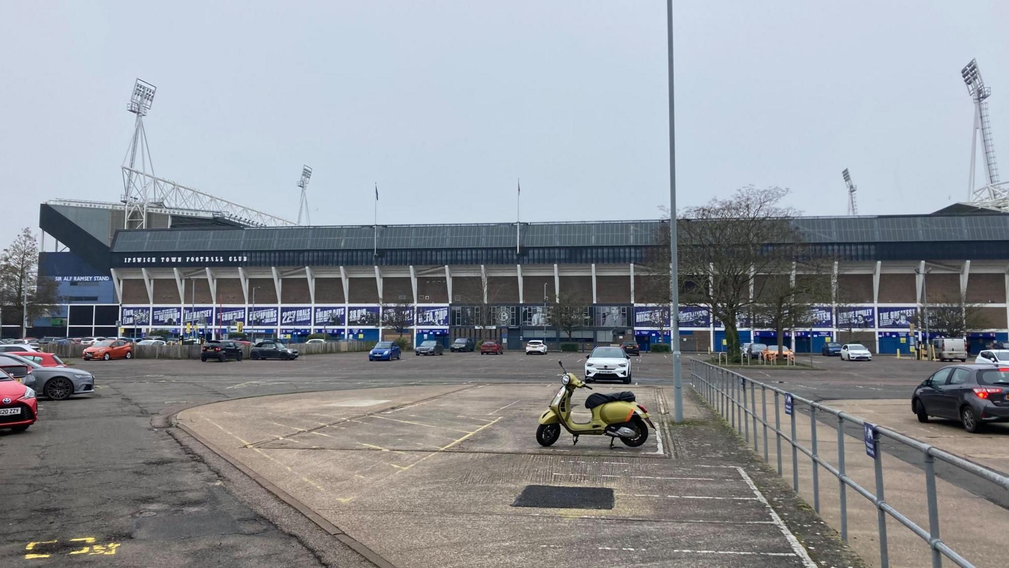 Portman Road car park with Ipswich Town's Cobbold Stand in background