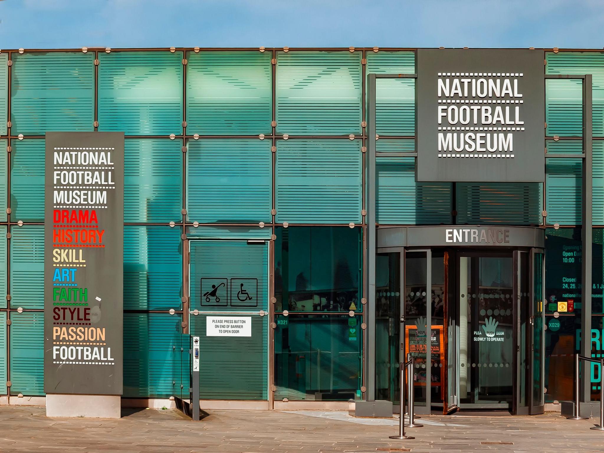 Outside entrance of the National Football Museum in Manchester 