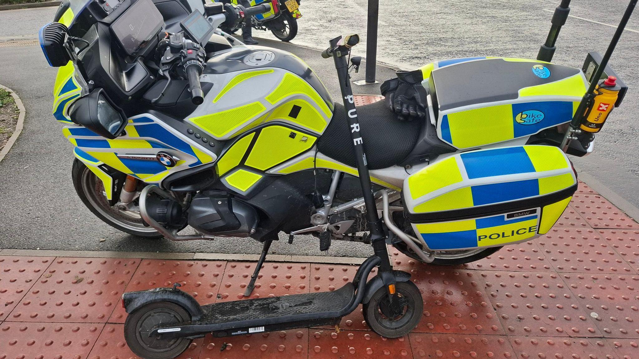 E-scooter being seized by police in Derbyshire