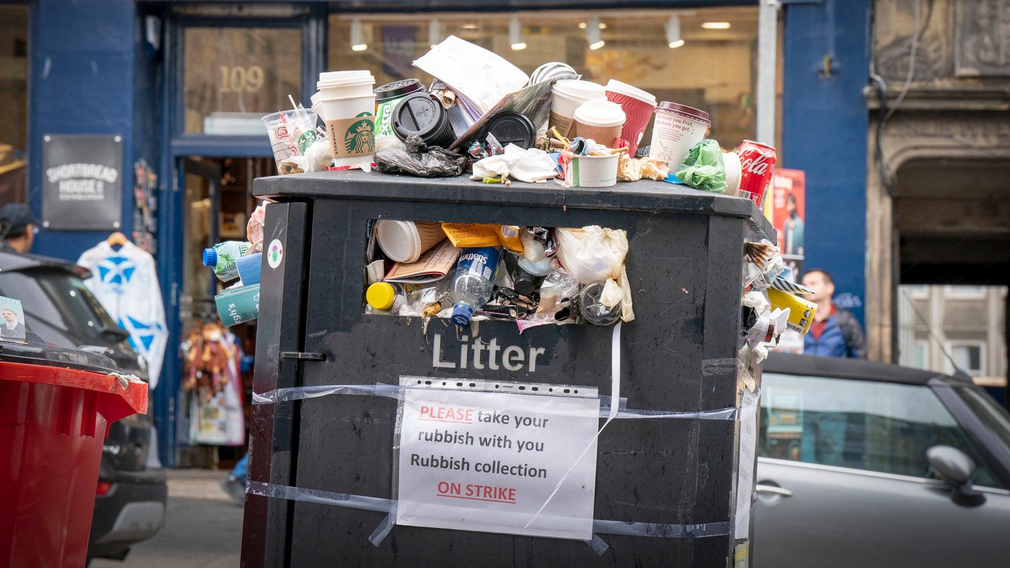 overflowing bin