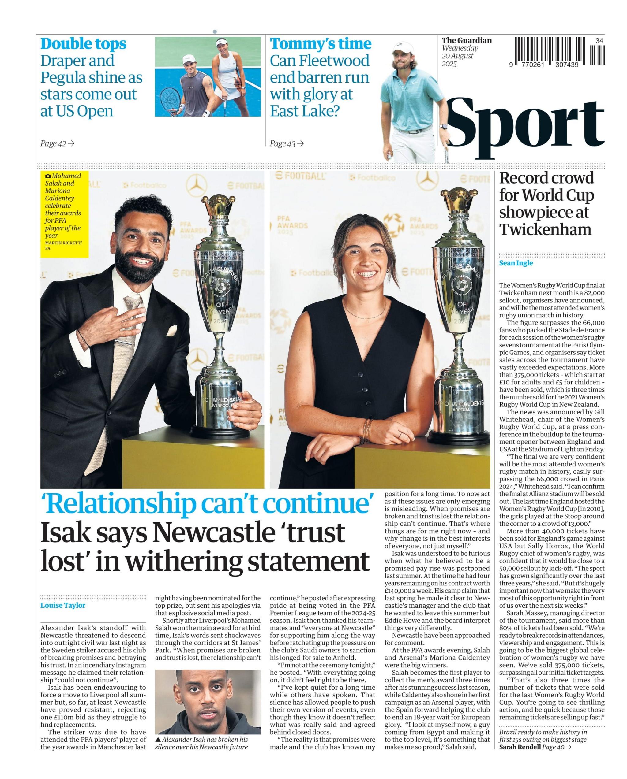 Guardian sports section