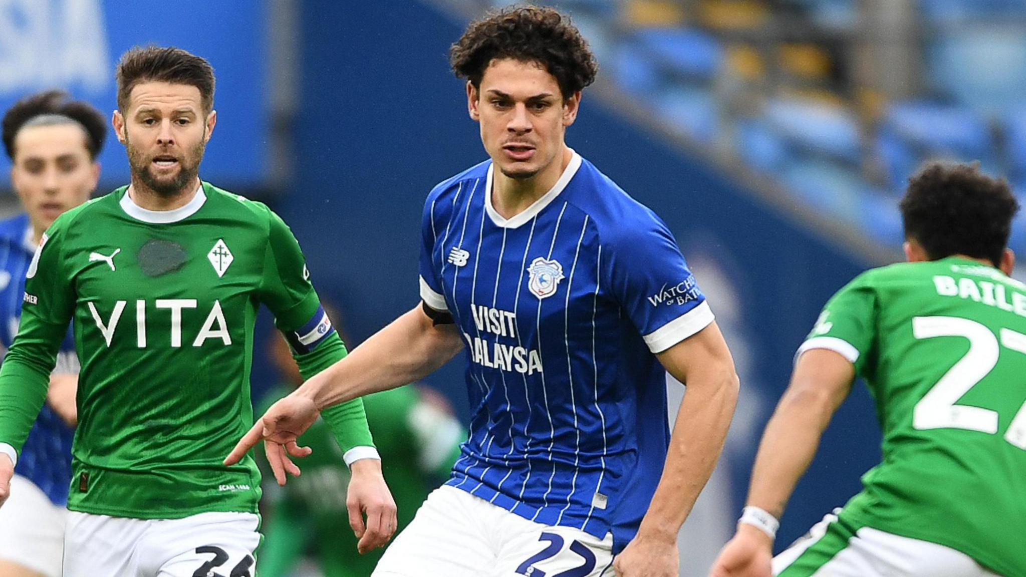 Yousef Salech in action for Cardiff against Stockport