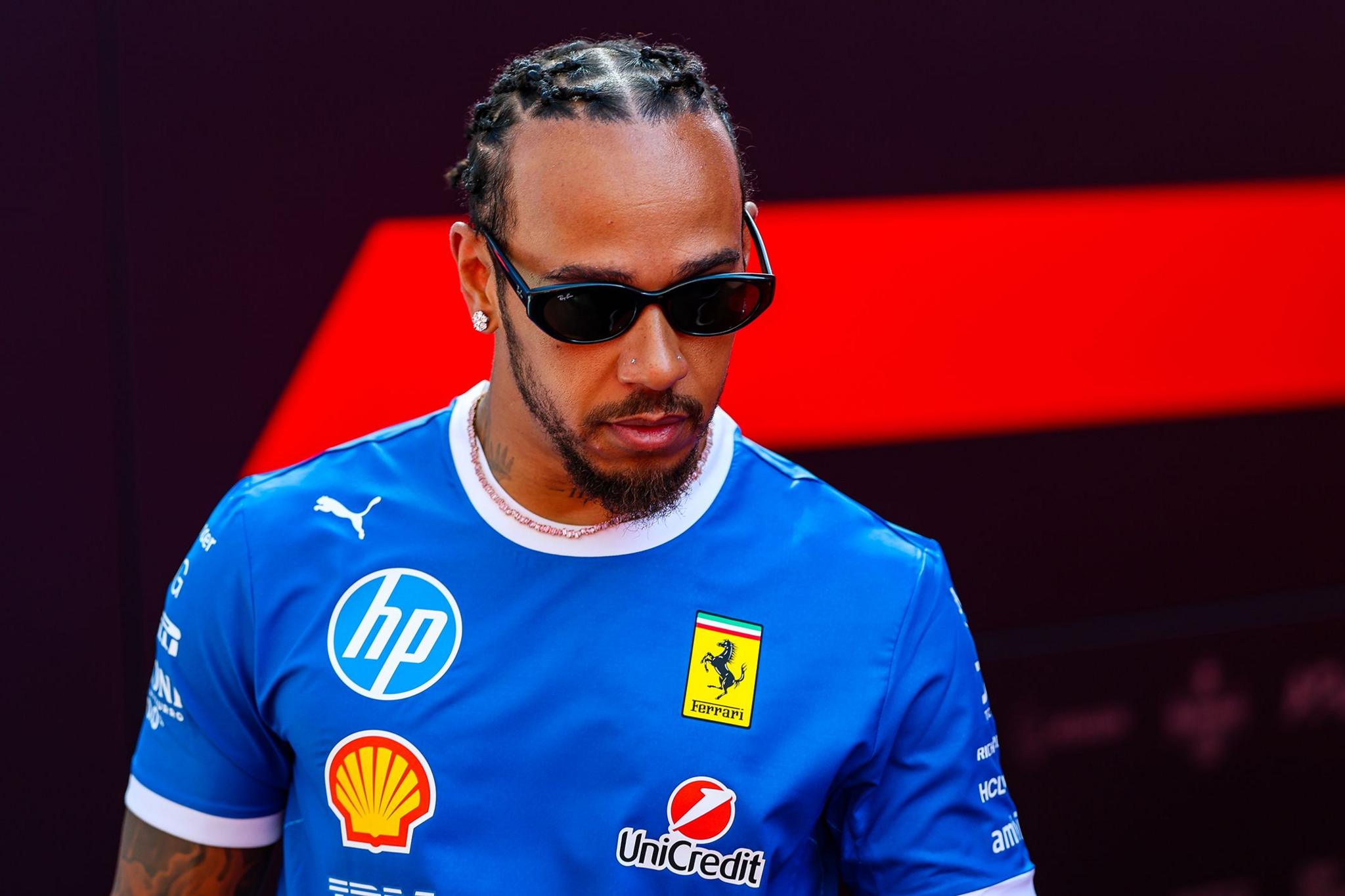 Great Britain's Lewis Hamilton and Ferrari walks in the paddock during previews ahead of the F1 Grand Prix of Italy at Autodromo Nazionale Monza in Monza, Italy. Photo by Kym Illman