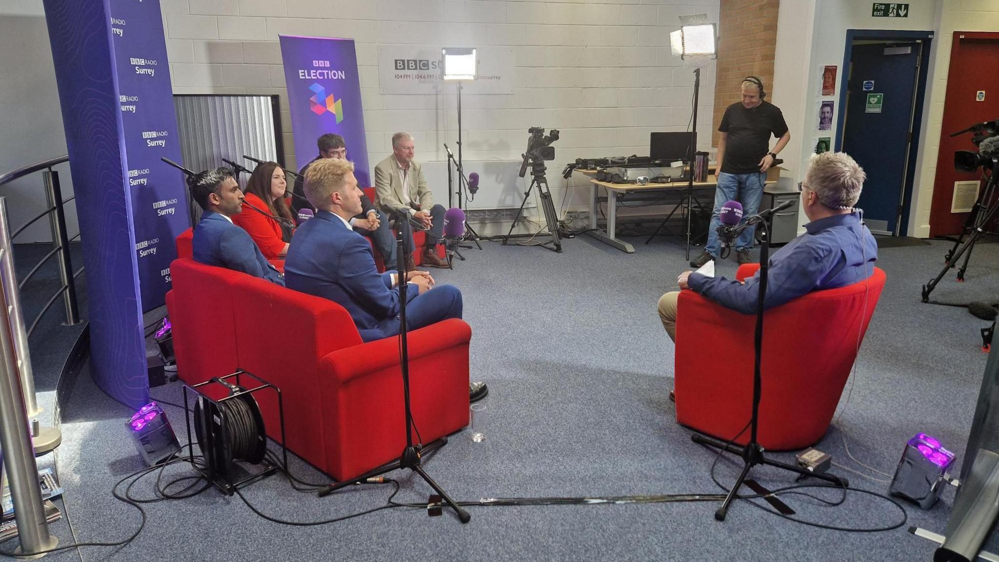 James Cannon, Ben Spencer, Mayuran Senthilnathan, Claire Tighe, Stephen McKenna, Paul Follows, BBC Radio Surrey studios, technician