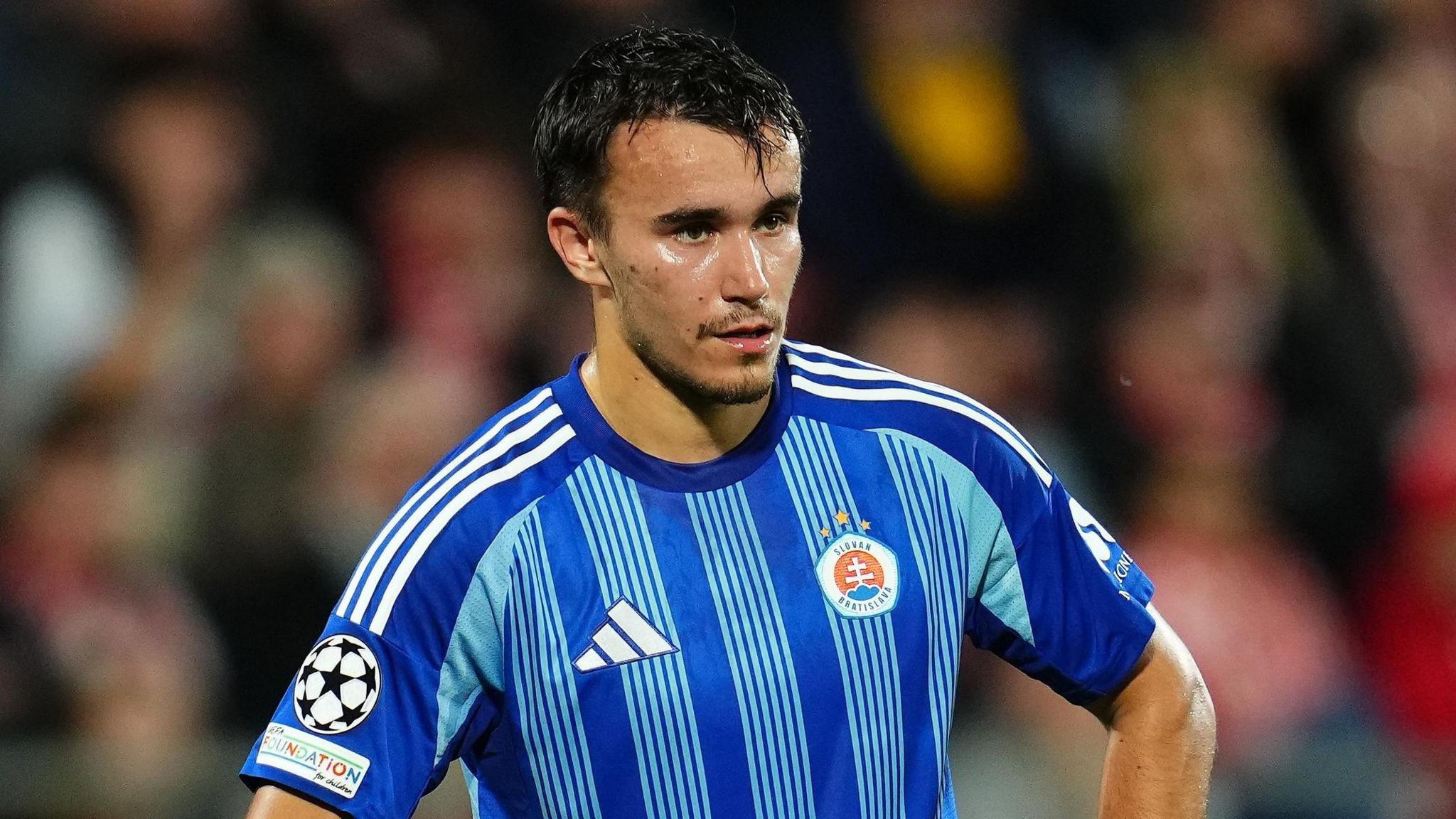David Strelec playing for old club Slovan Bratislava in the Champions League