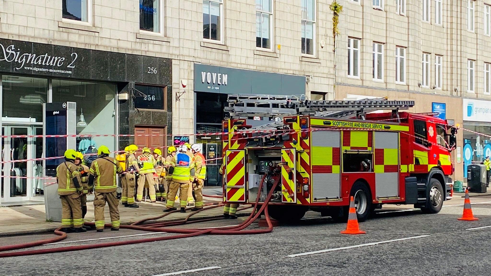 Firefighters in Aberdeen city centre