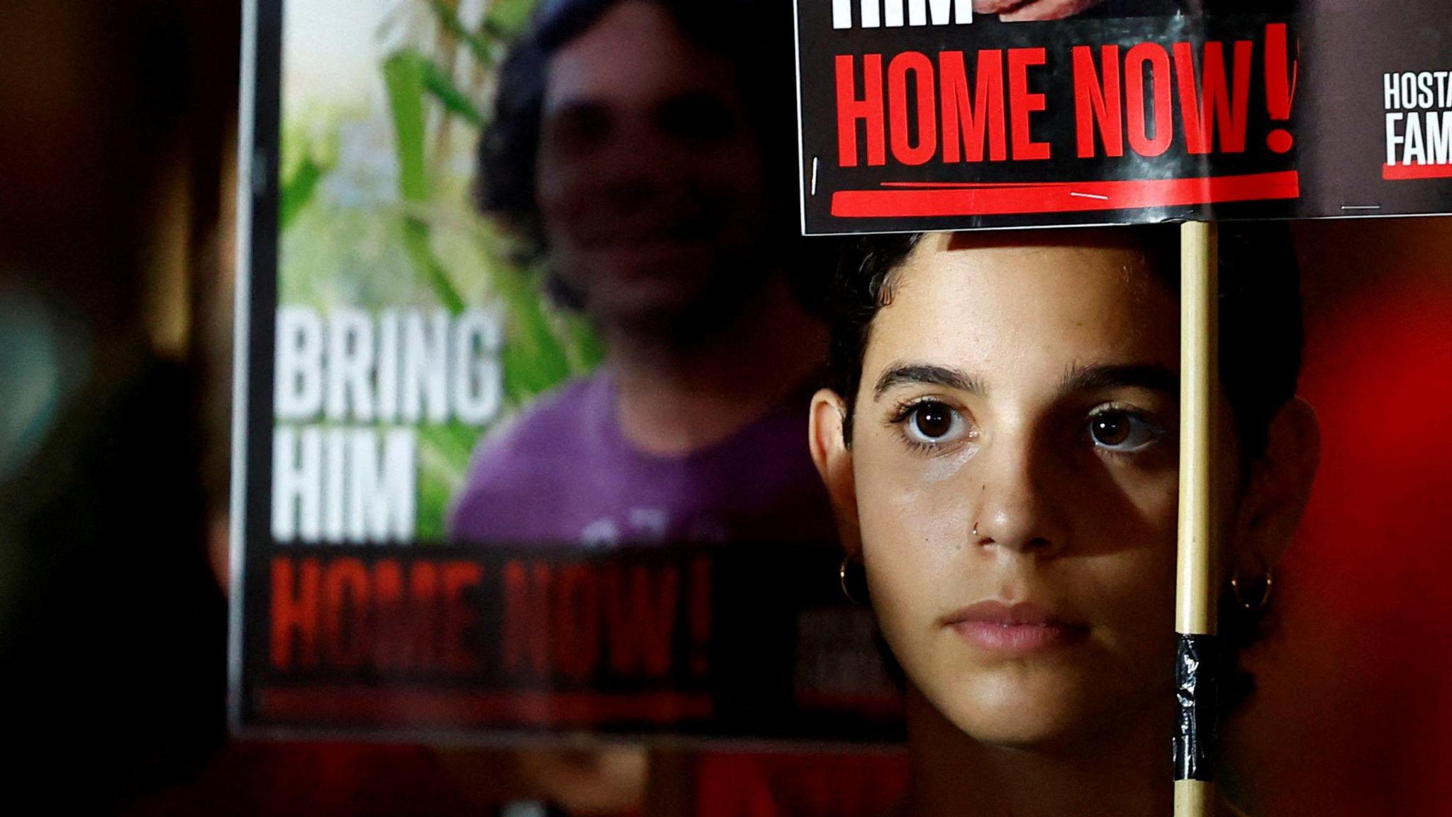 Demonstrators in Tel Aviv, Israel, protest against the Israeli government and to show support for the hostages who were kidnapped during the 7 October  attack by Hamas.