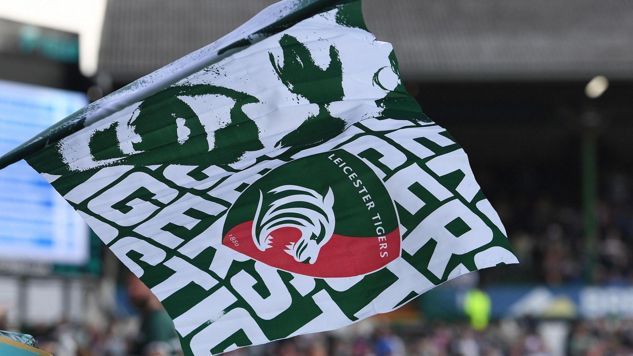 Leicester Tigers flag being waved at the club's home ground