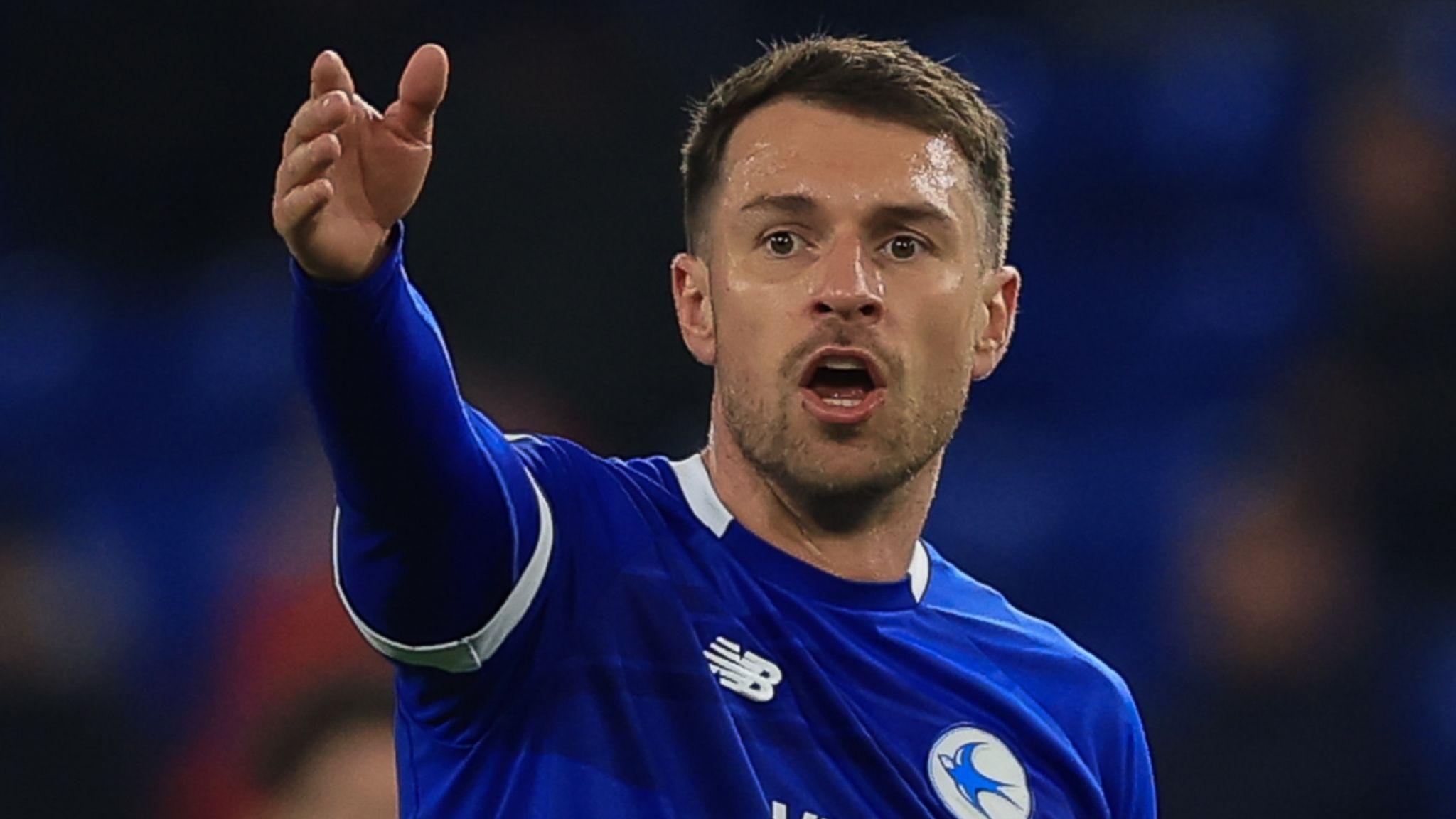 Aaron Ramsey points and shouts during a Cardiff City match