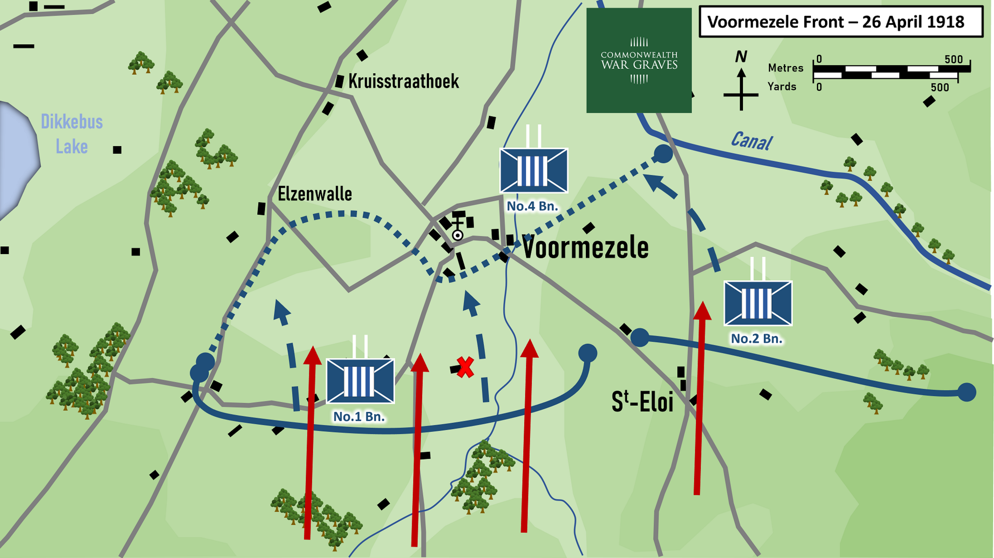 Map of fighting in WW1