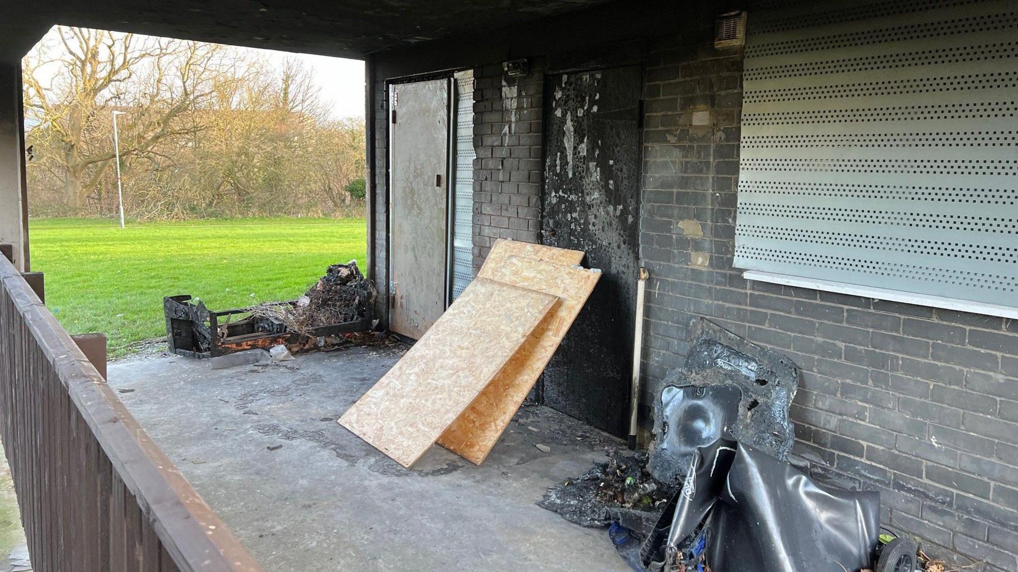 Fire damage outside the property