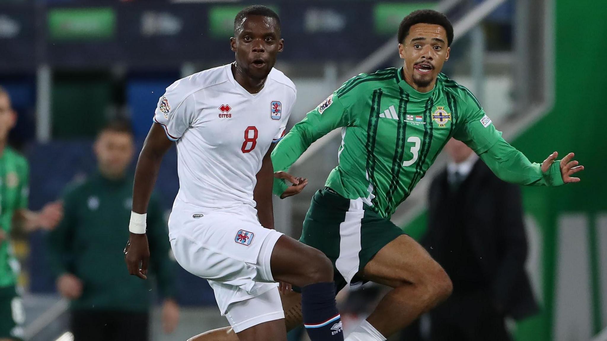 Jamal Lewis in action for Northern Ireland