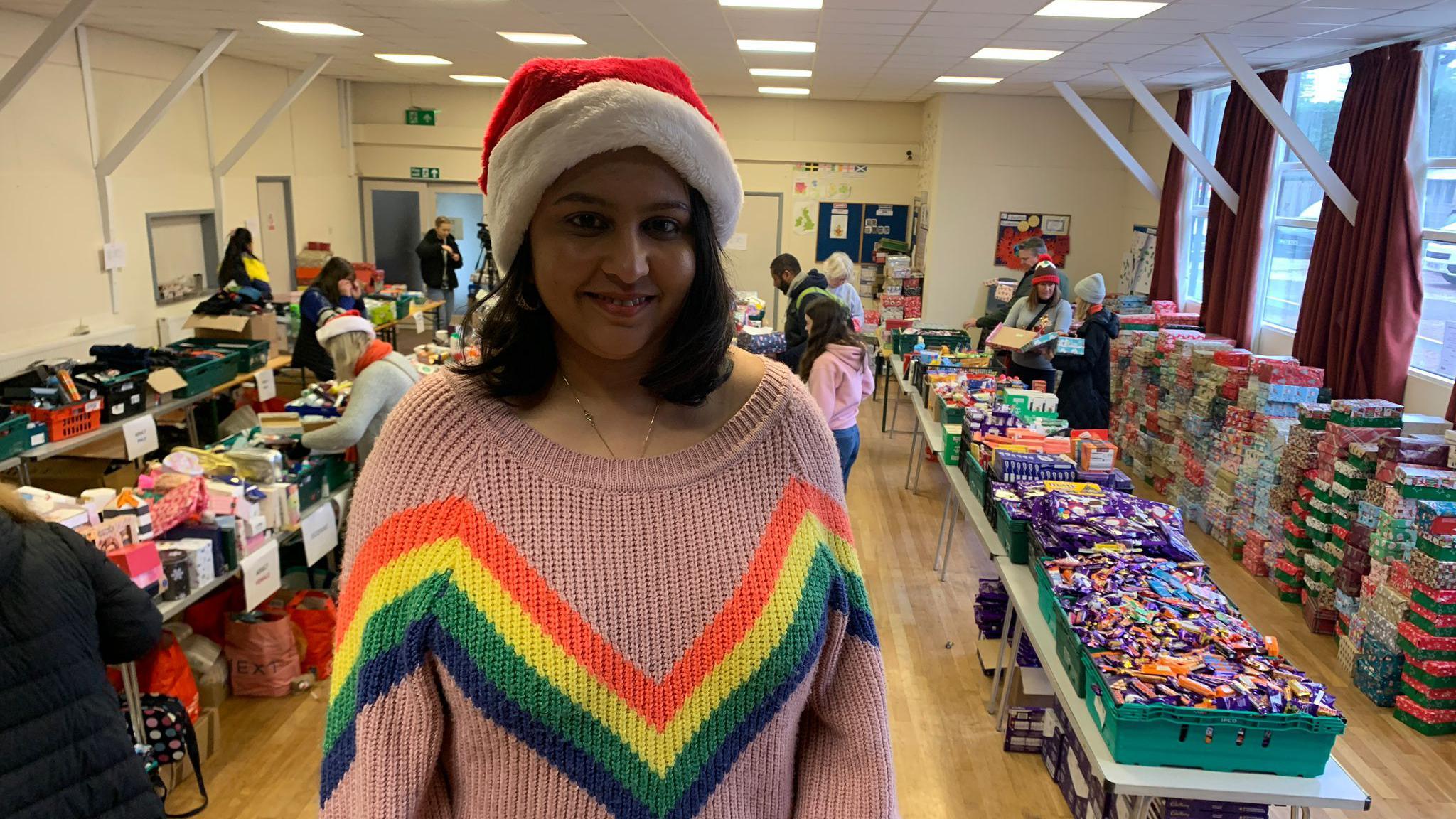 Hetvi Parekh at the shoebox packing event in Edwalton 