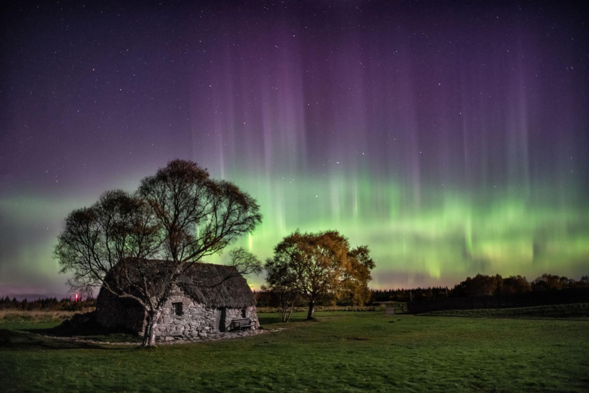 Northern Lights in Culloden, Scotland