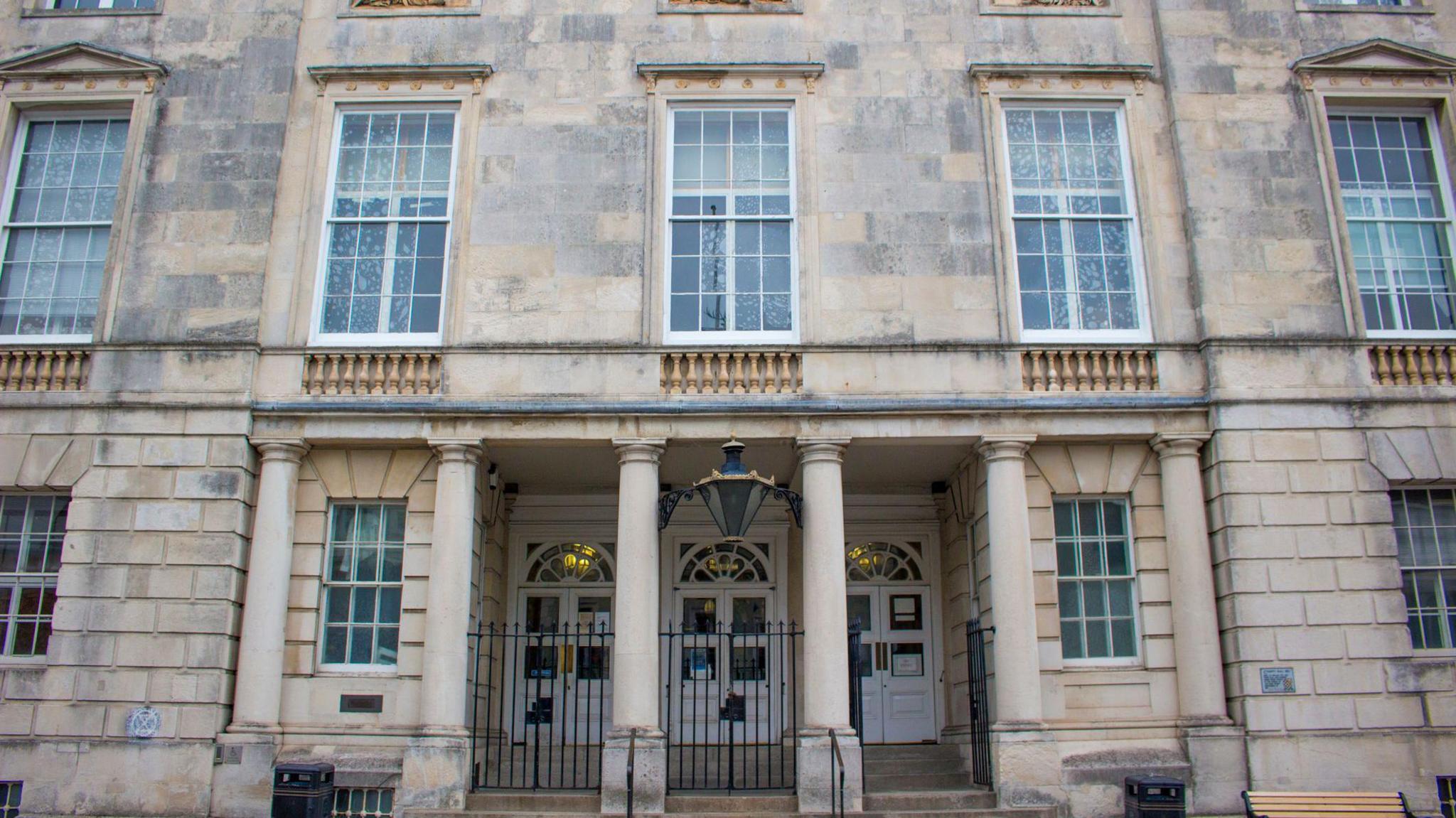 View of the Lewes Crown Court, a courthouse in Lewes, East Sussex, England.