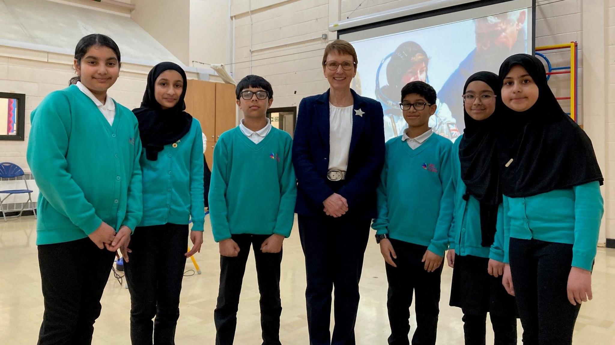 Astronaut Helen Sharman with school children