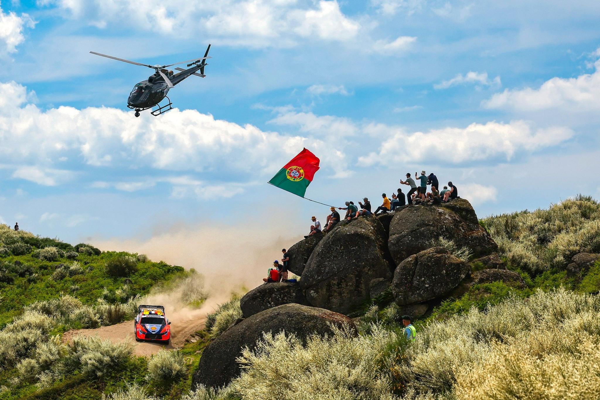 France's Adrien Fourmaux competes in the Rally de Portugal in Matosinhos