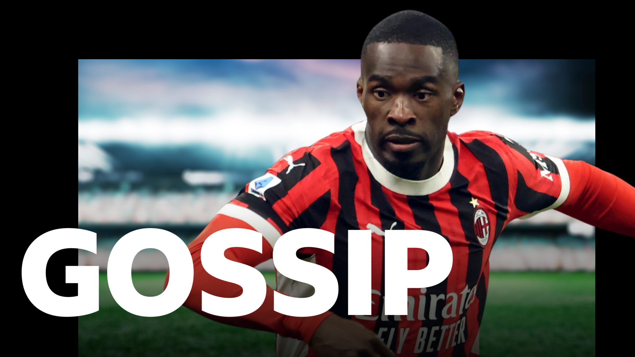 BBC Gossip logo featuring AC Milan's Fikayo Tomori