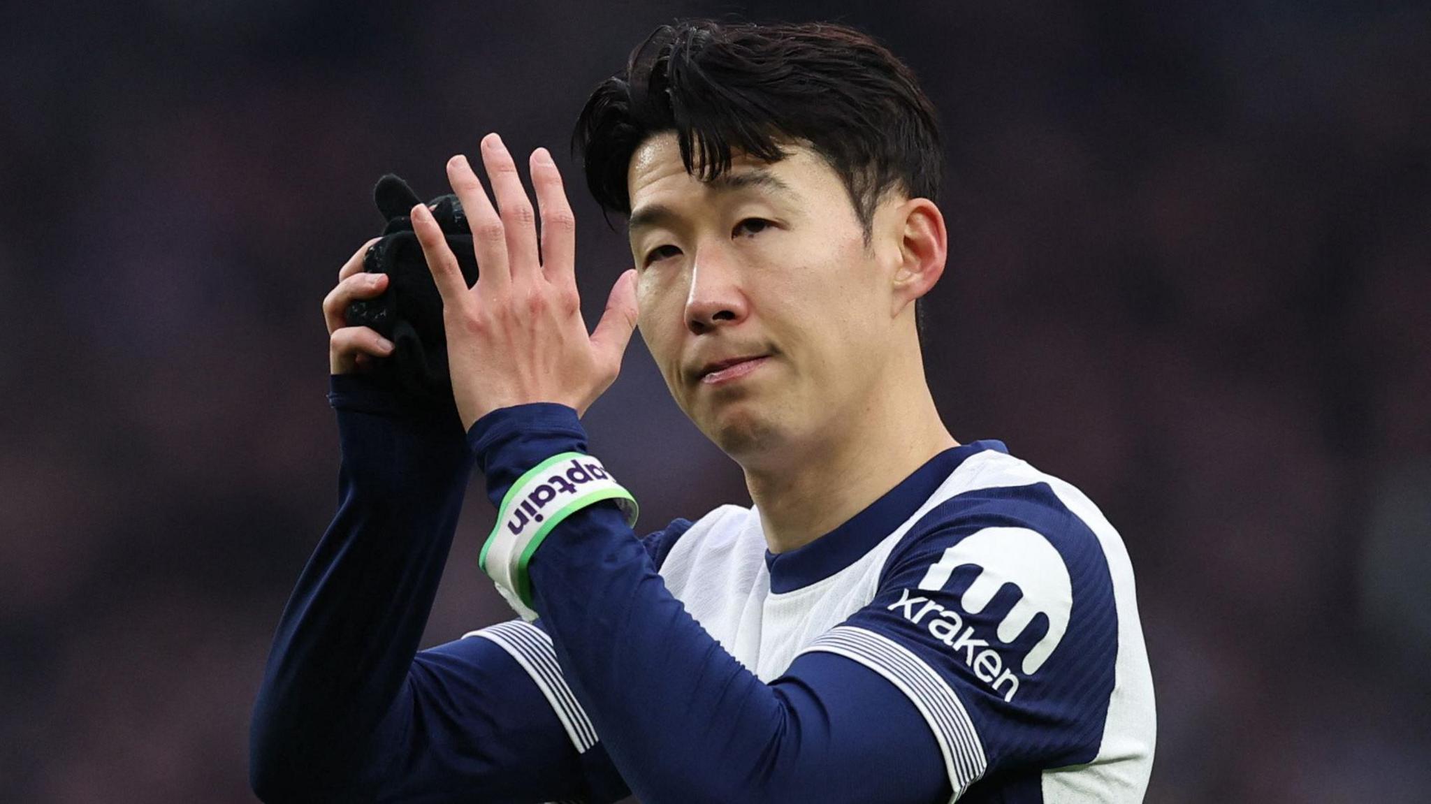 Tottenham forward Son Heung-min claps