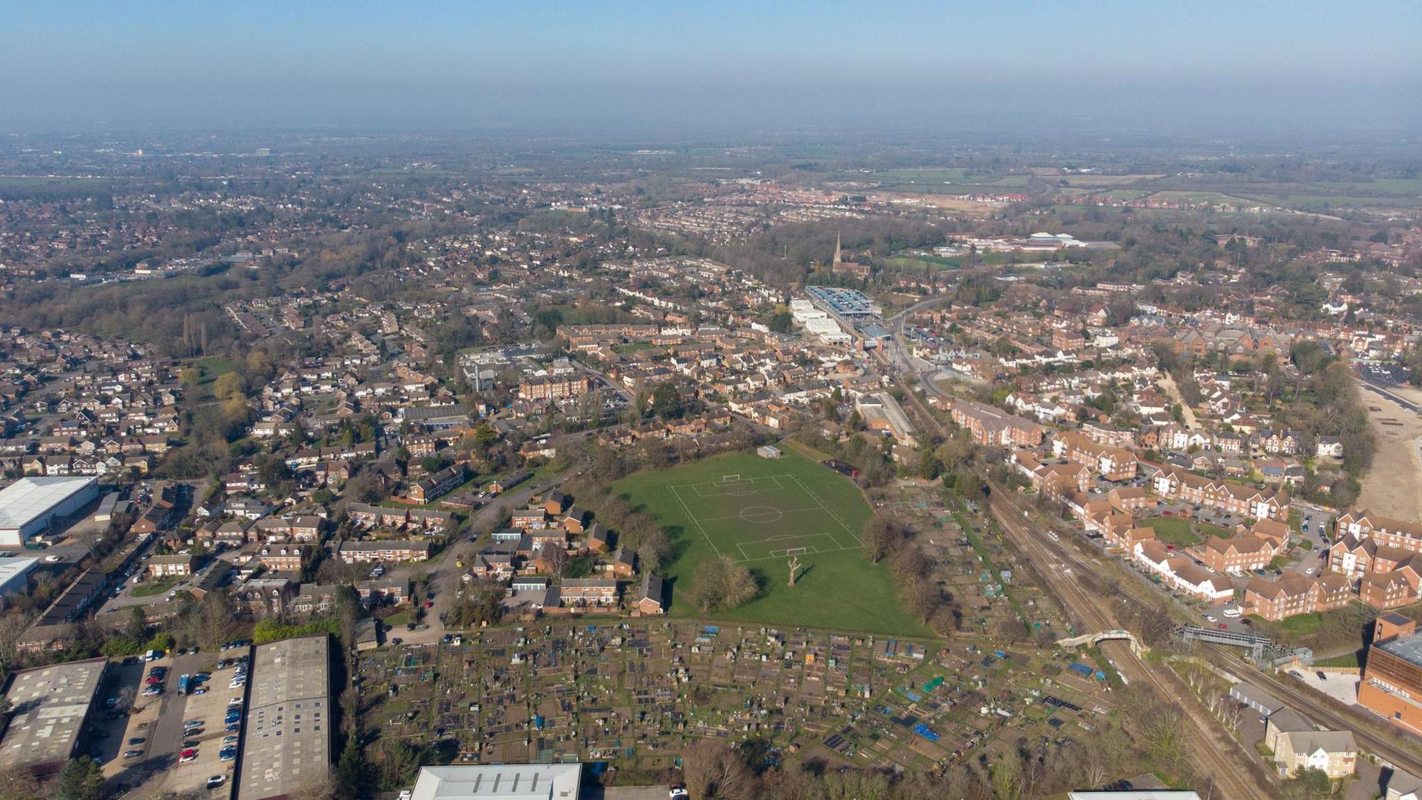 Aerial photo of Wokingham.