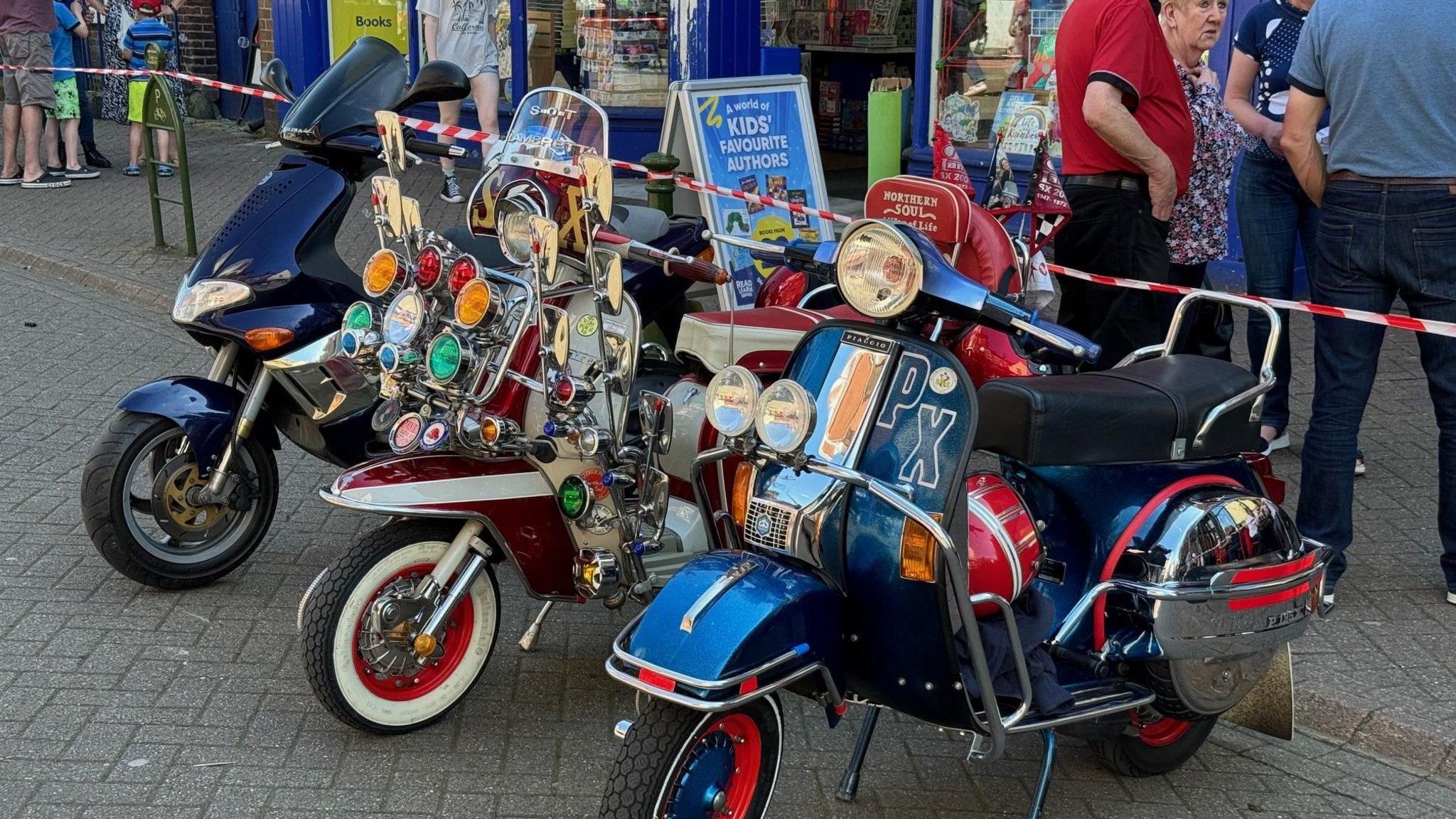 A row of scooters