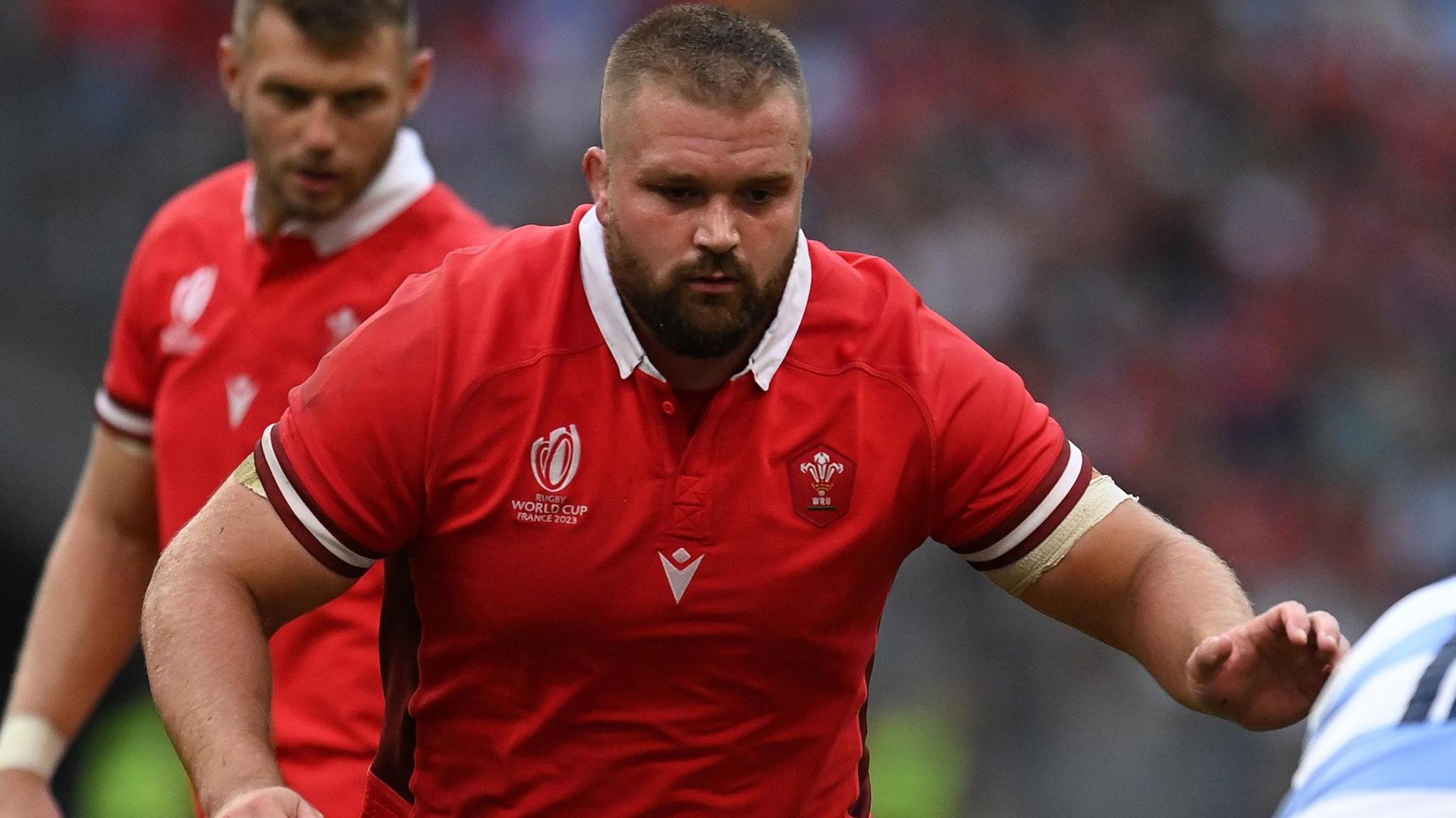 Tomas Francis in action for Wales at the 2023 rugby union World Cup