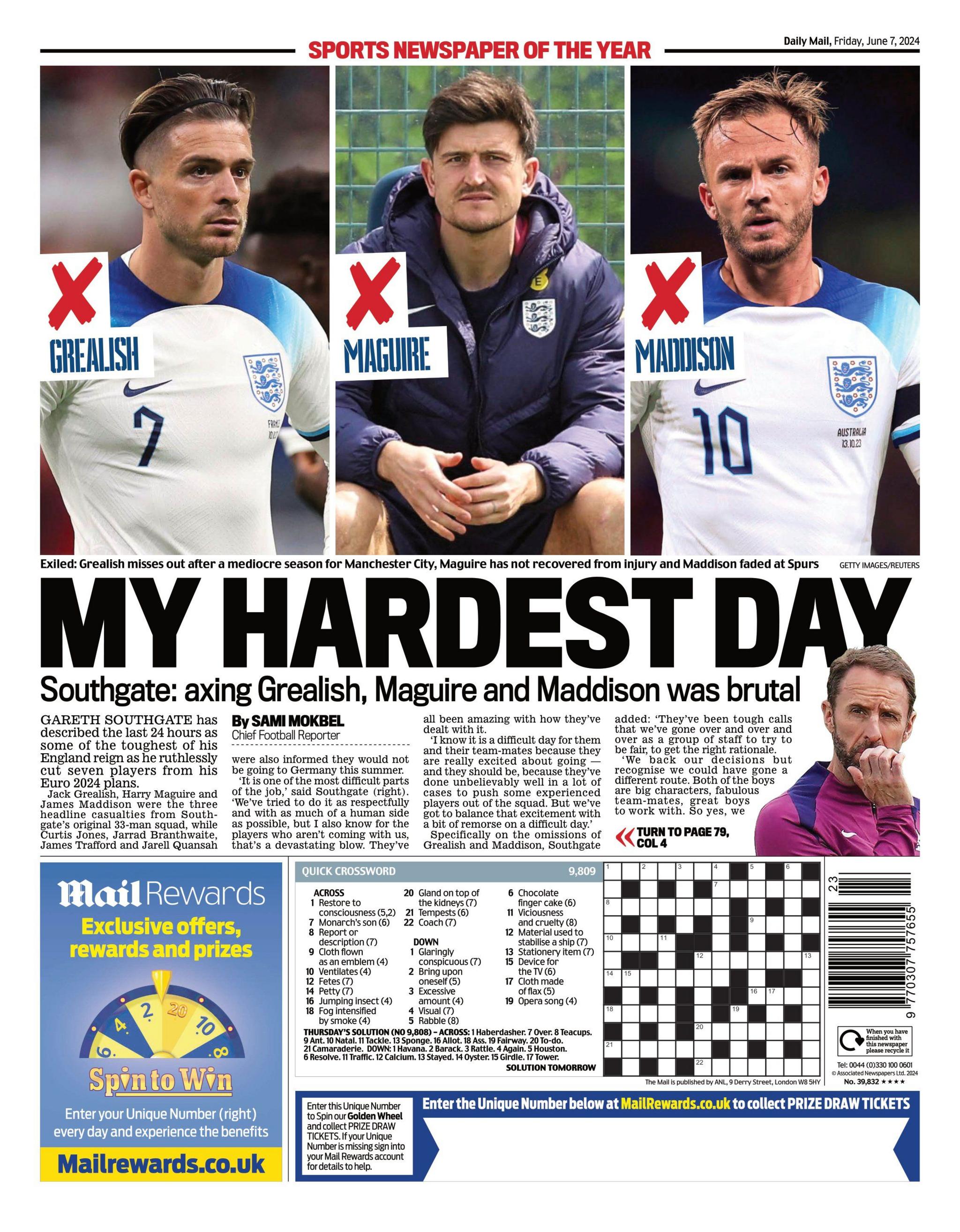 Back page of Friday's Mail