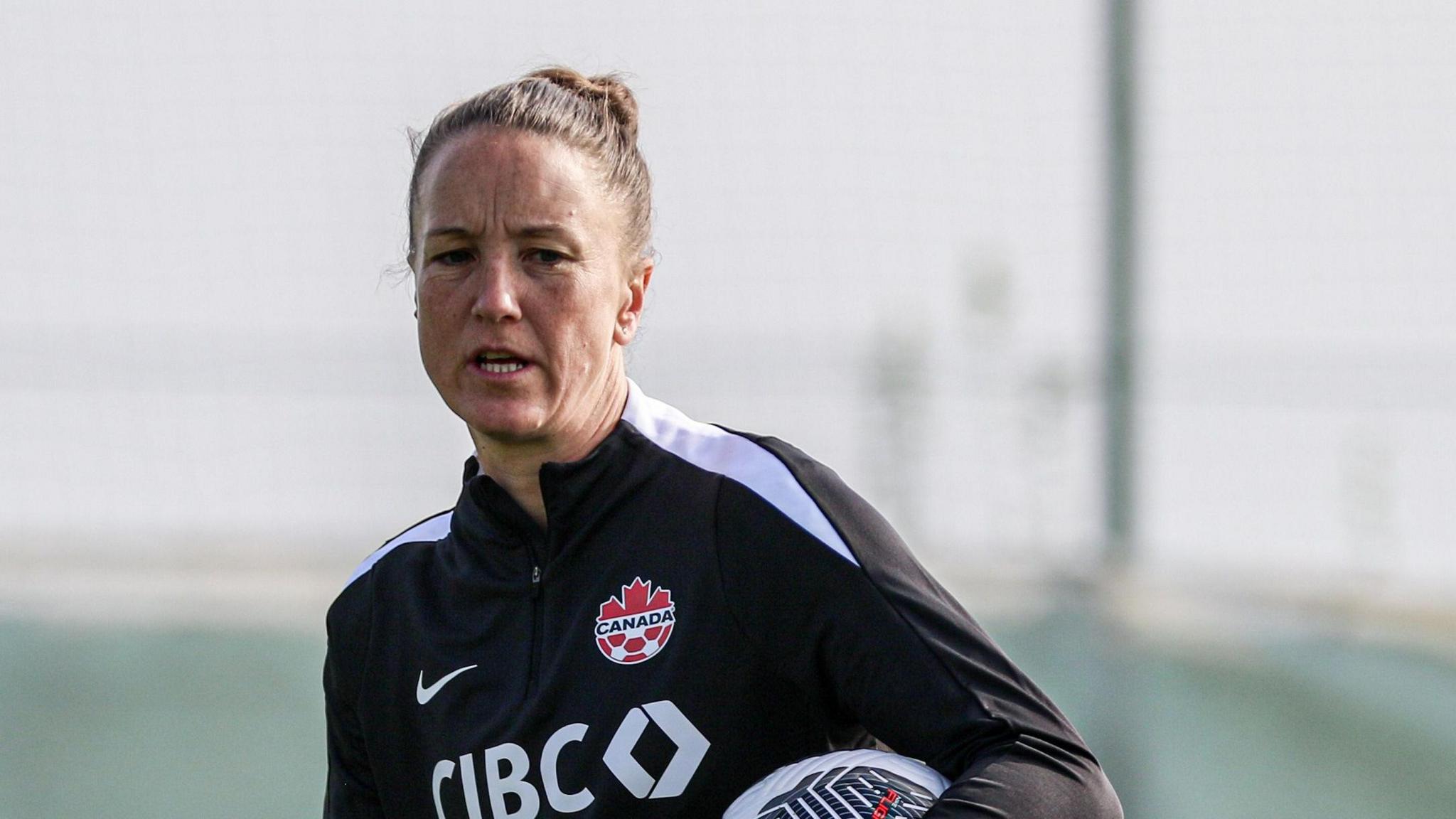 Casey Stoney in Canada training gear