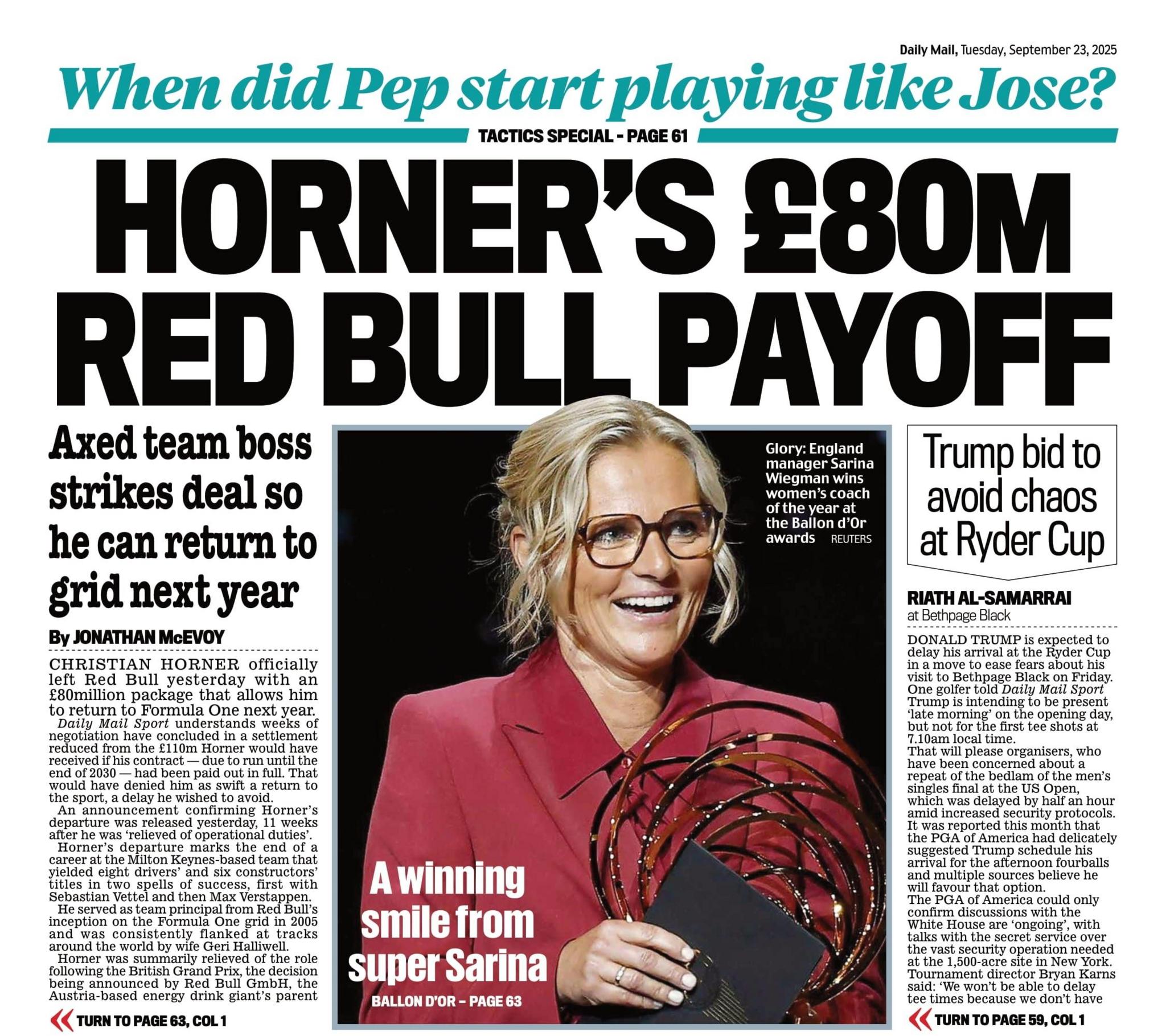Back page of Tuesday's Mail