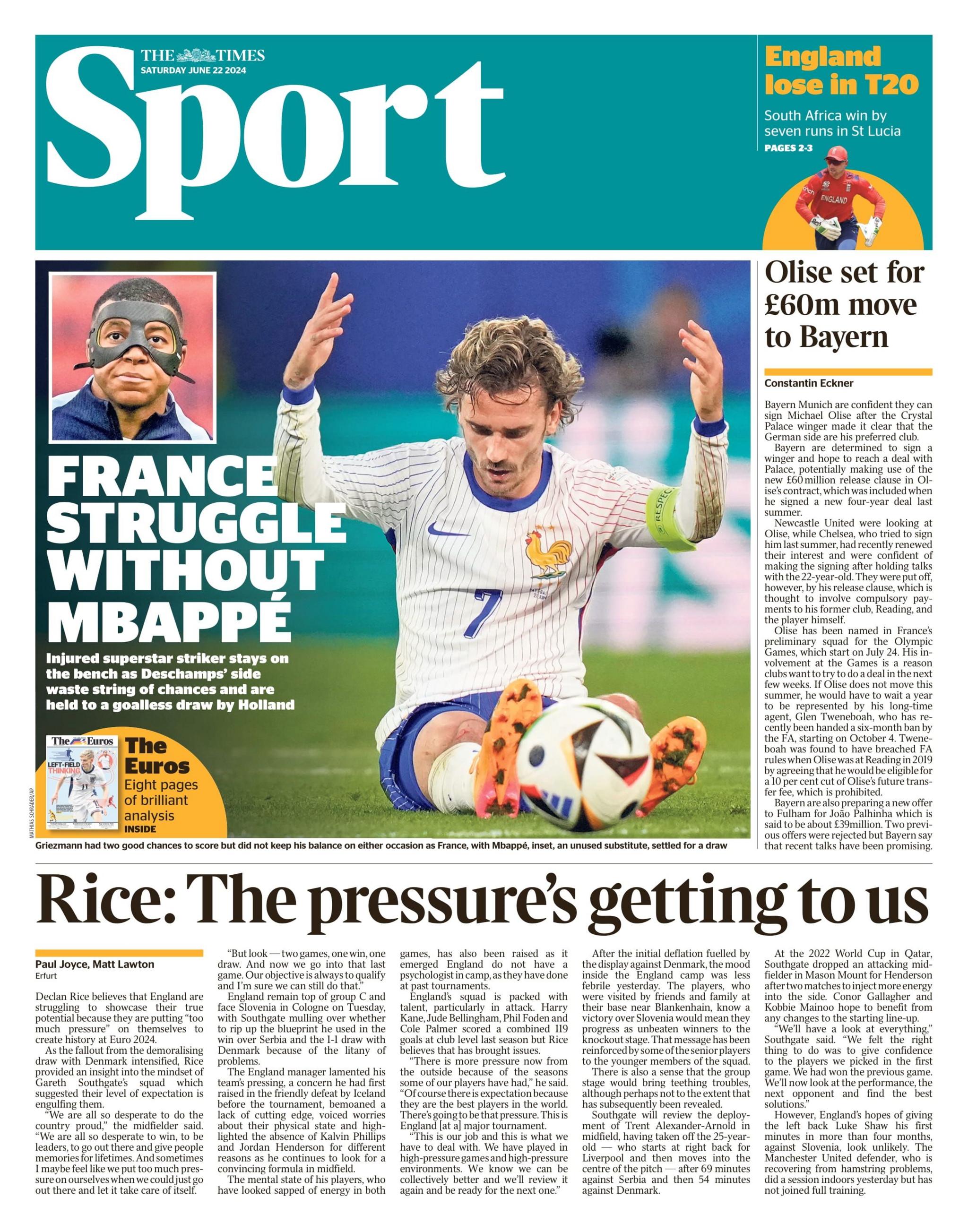 The back page of The Times