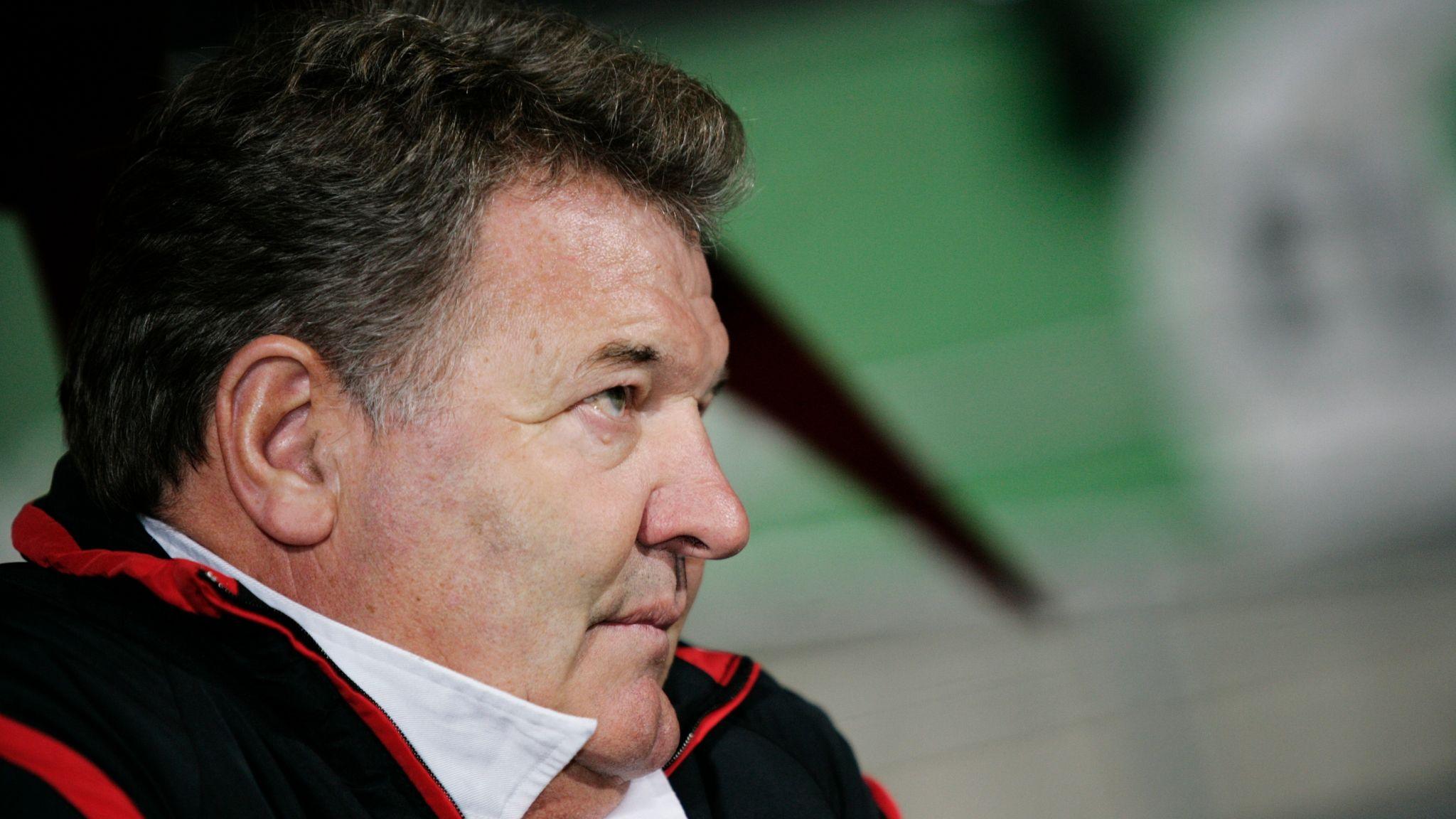 Wales manager John Toshack watches from the dugout